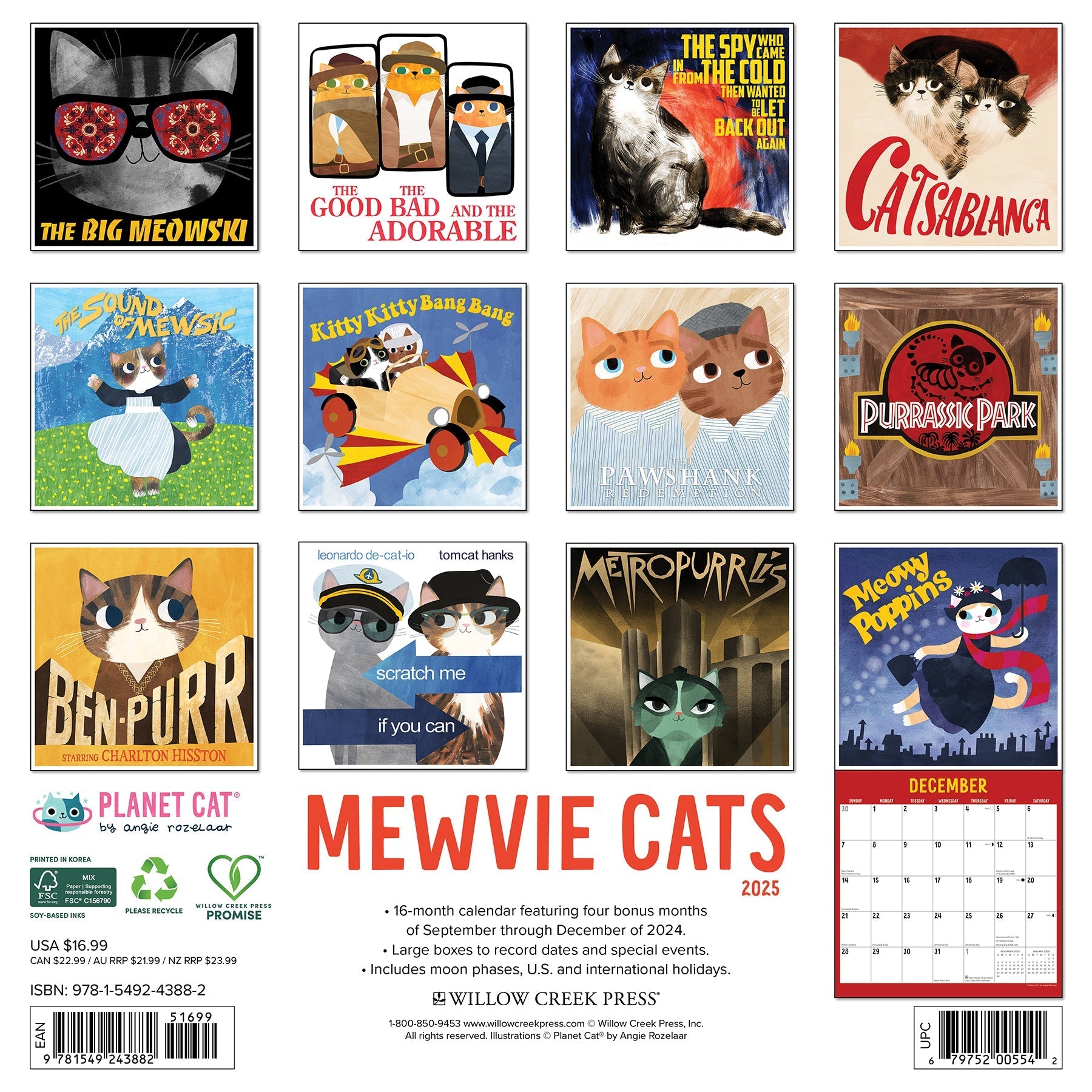 2025 Mewvie Cats - Square Wall Calendar (US Only)