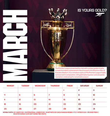 2024 Arsenal FC - Desk Easel Calendar