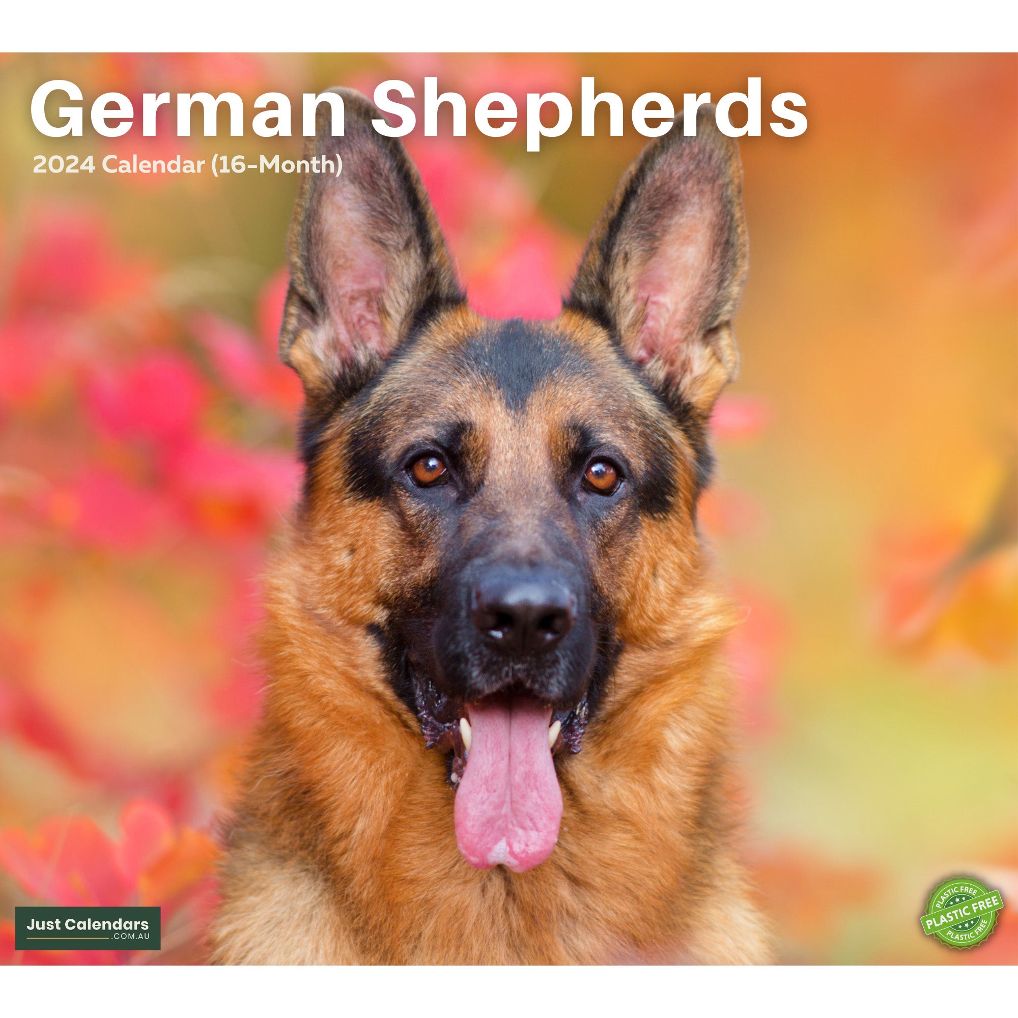 2024 German Shepherds Dogs & Puppies - Deluxe Wall Calendar by Just Calendars - 16 Month - Plastic Free