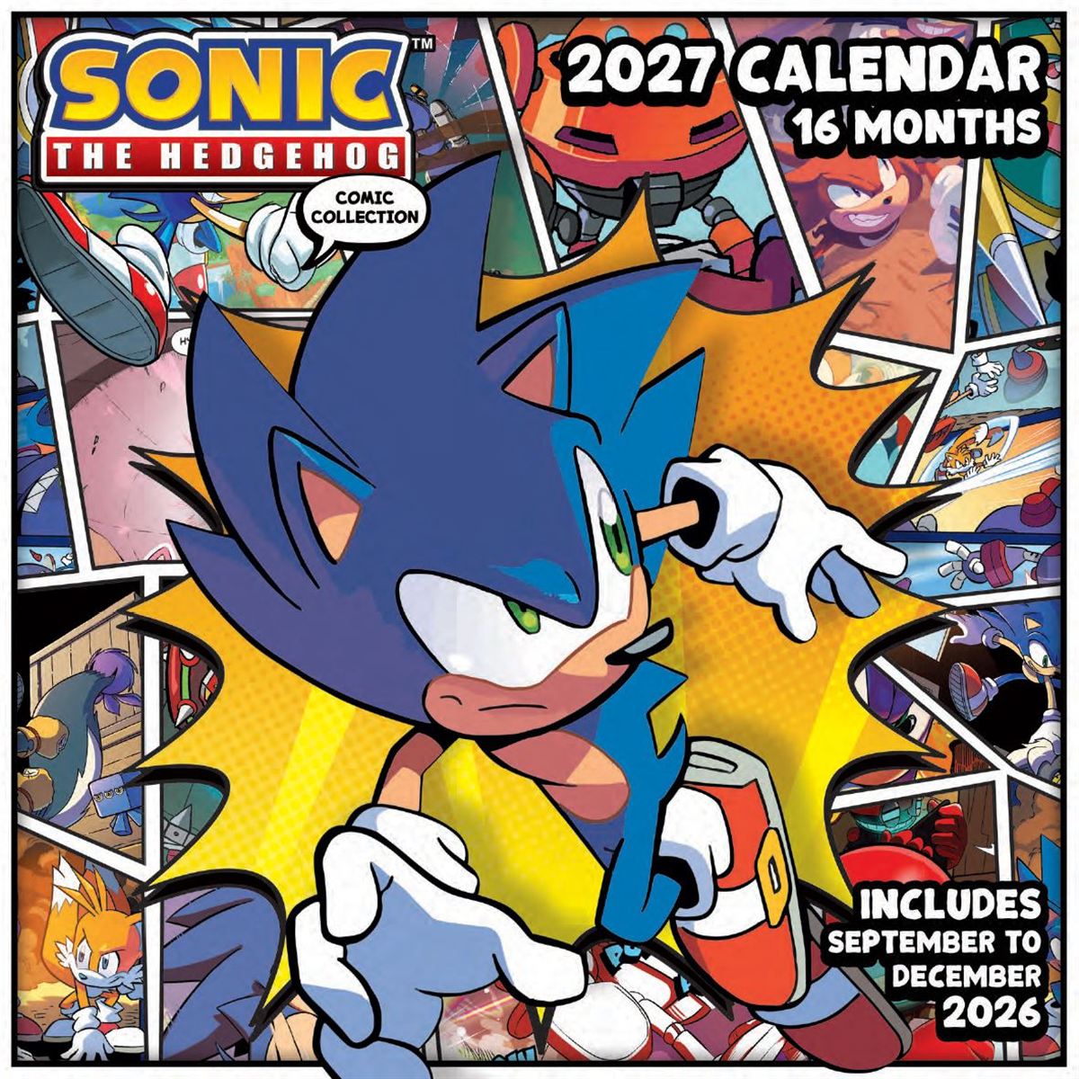 2027 Sonic the Hedgehog square wall calendar front cover