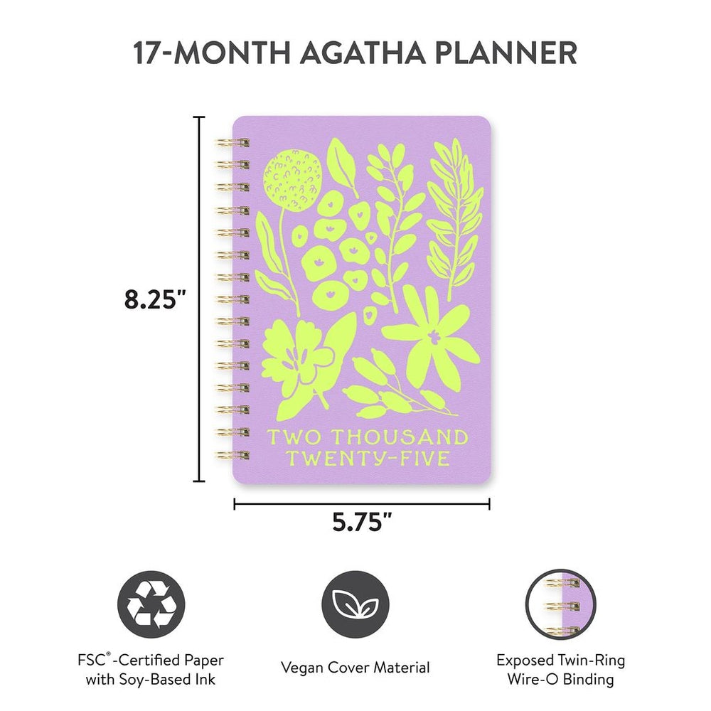 2025 Botanical Bliss - Agatha Monthly And Weekly Dairy/Planner