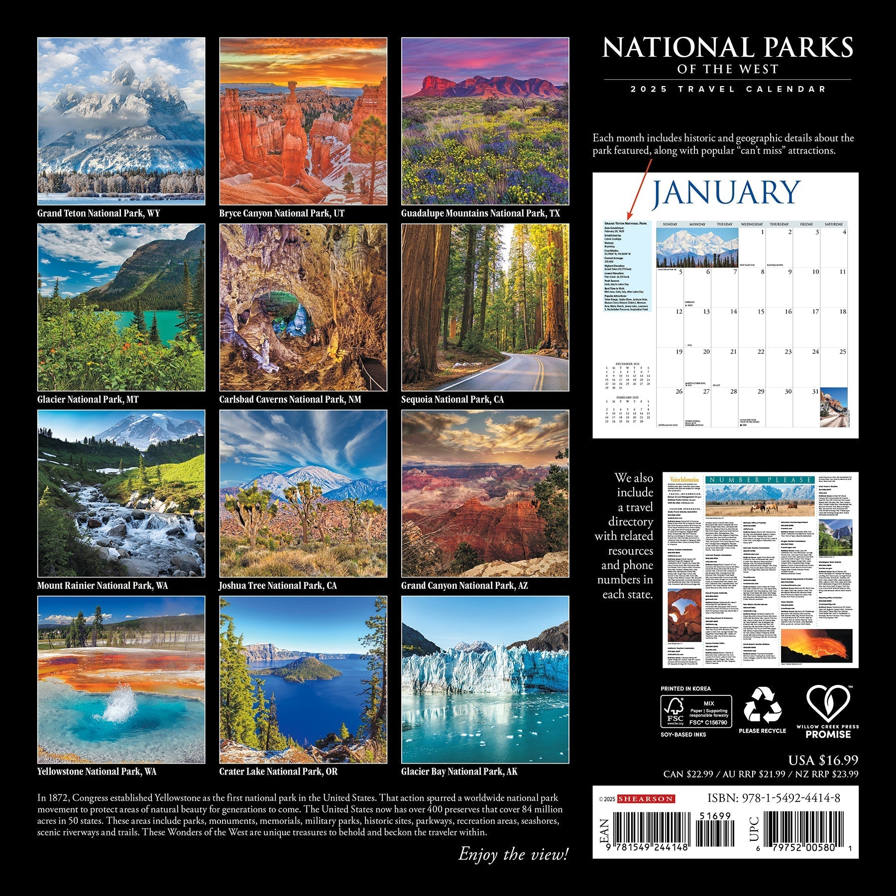 2025 National Parks of the West - Square Wall Calendar (US Only)