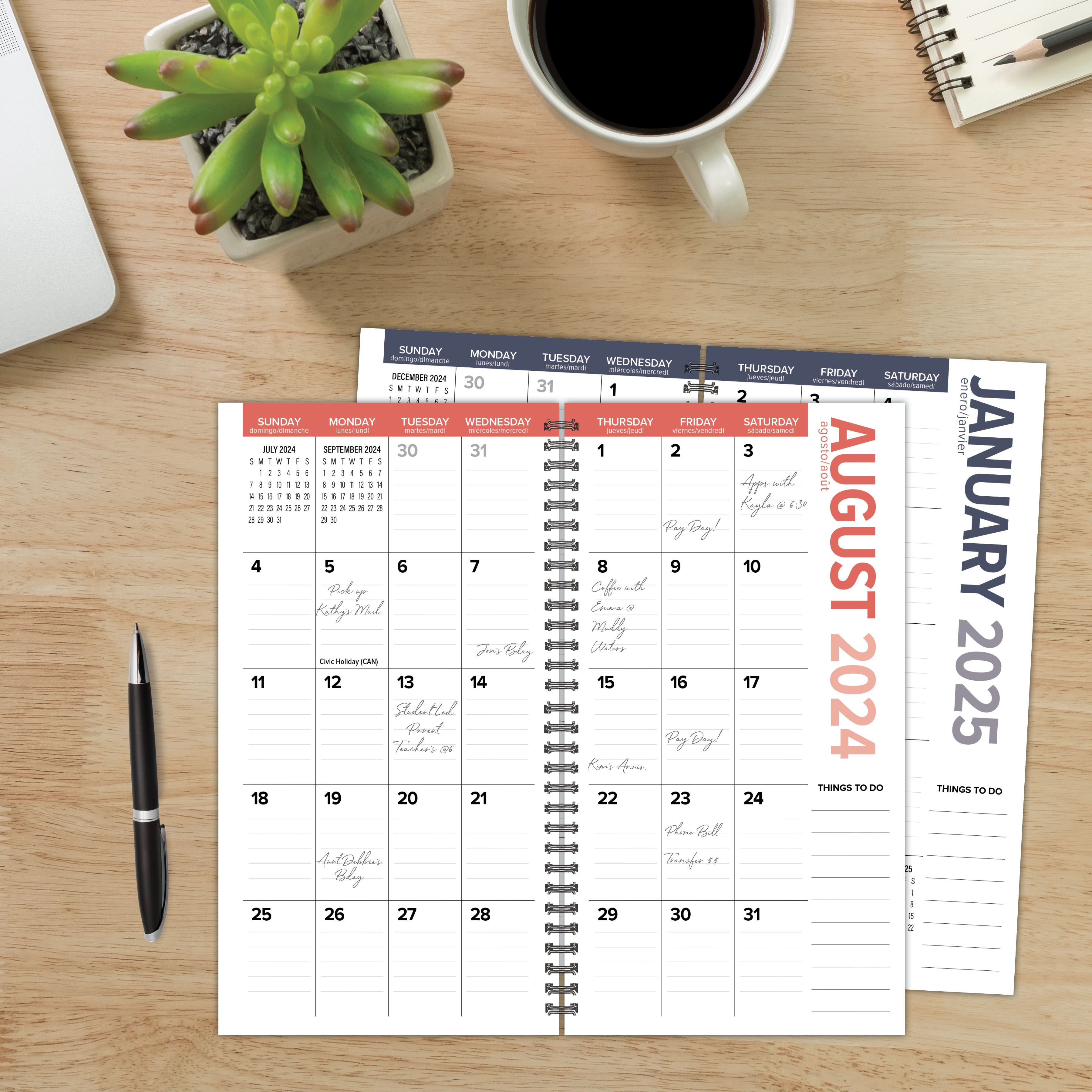 July 2024 - June 2025 Fresh Floral - Small Monthly Academic Year Diary/Planner