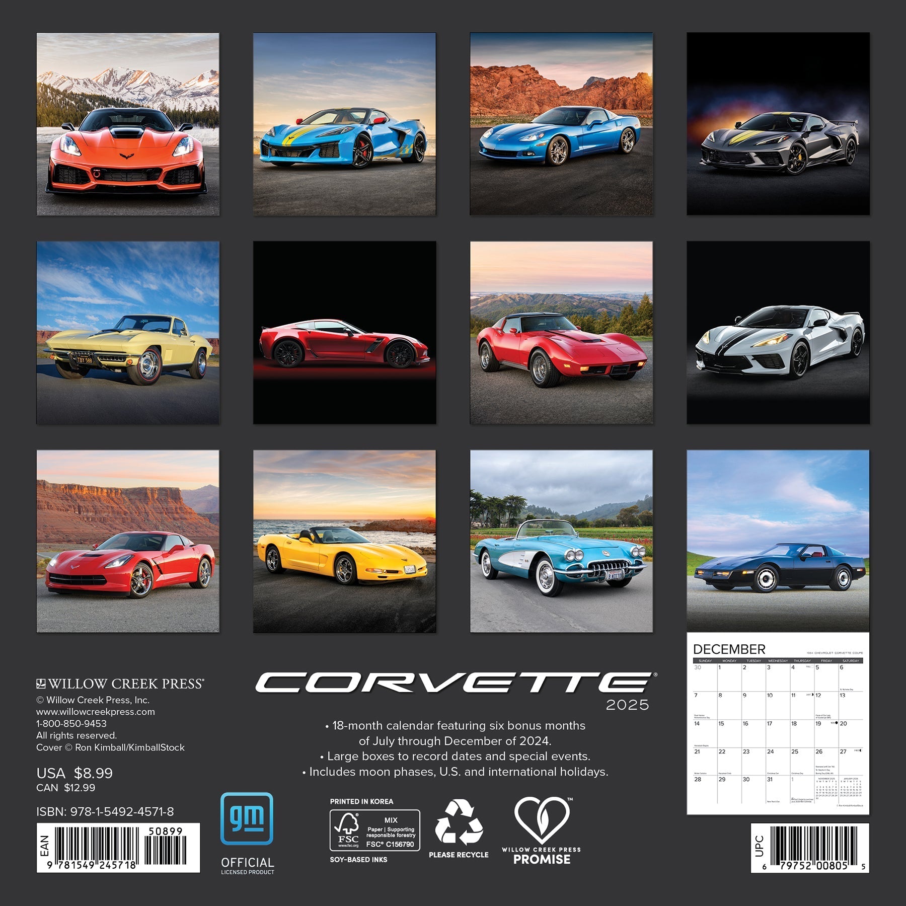 2025 Corvette - Mini Wall Calendar (US Only)