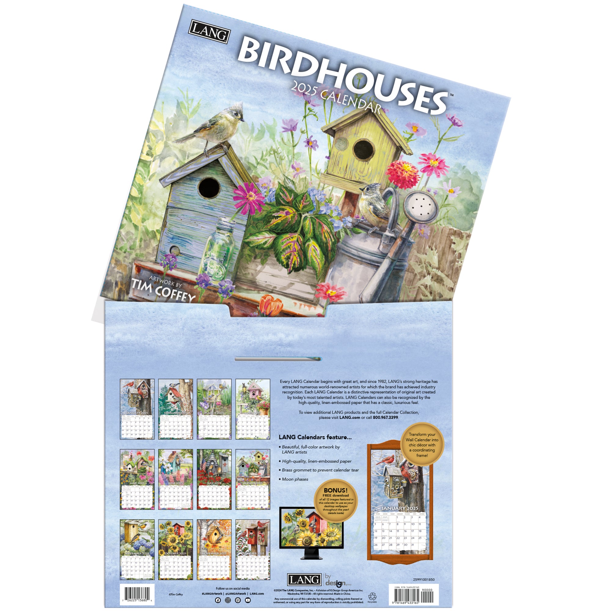 2025 LANG Birdhouses by Tim Coffey - Deluxe Wall Calendar