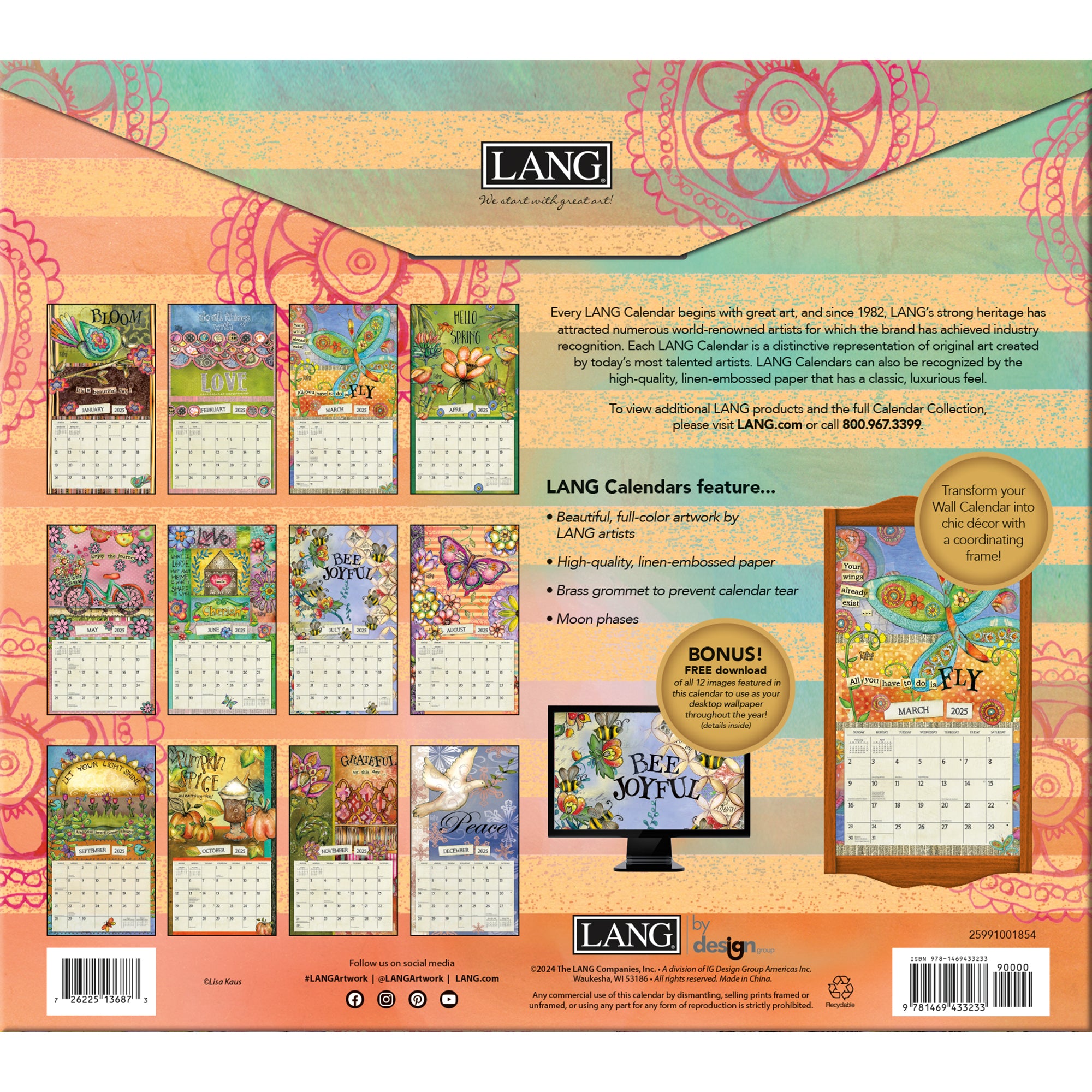 2025 LANG Color My World By Lisa Kaus - Deluxe Wall Calendar