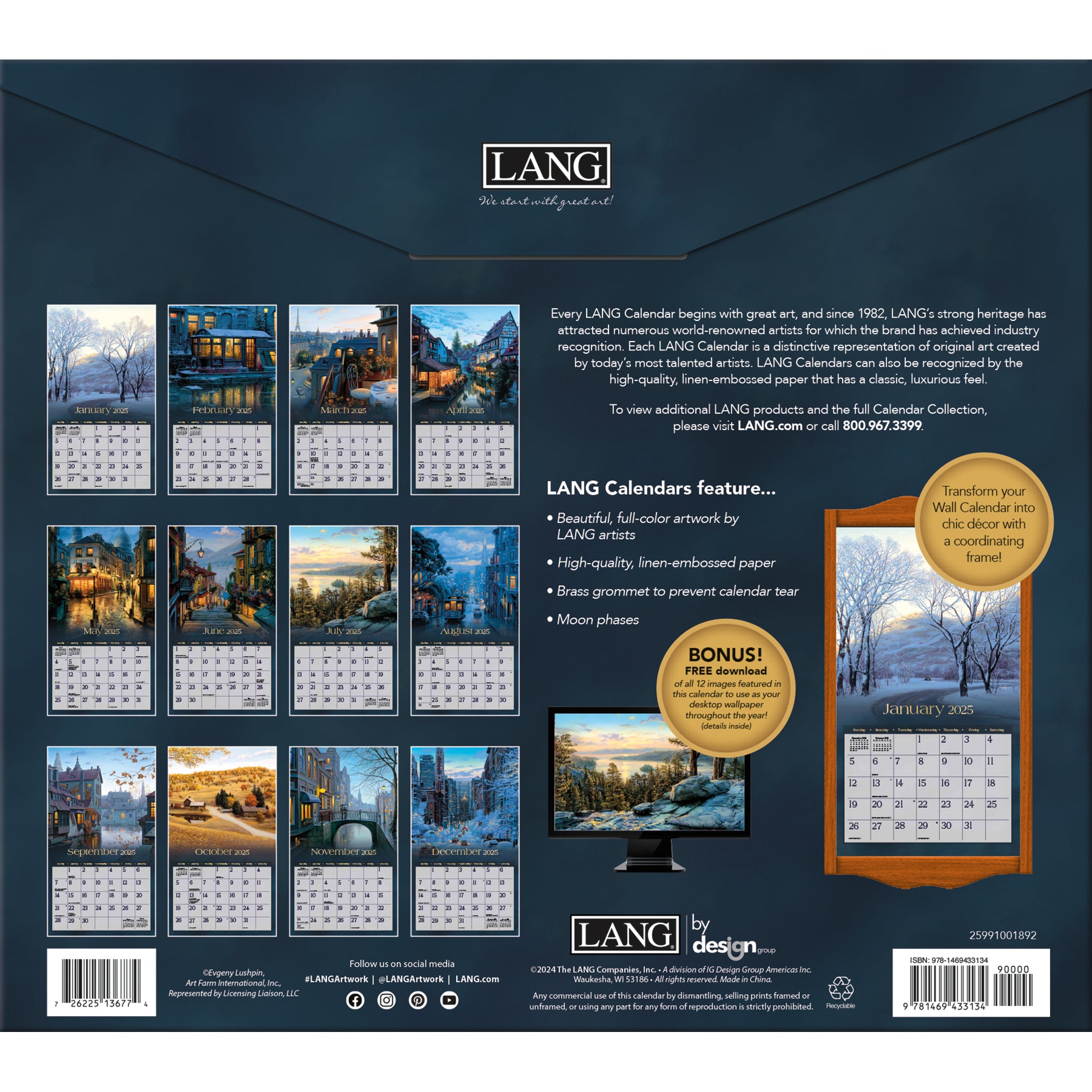 2025 LANG Around The World By Evgeny Lushpin - Deluxe Wall Calendar