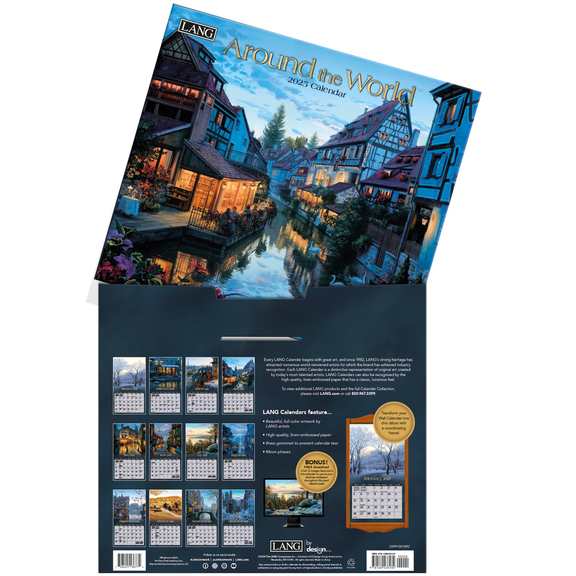 2025 LANG Around The World By Evgeny Lushpin - Deluxe Wall Calendar