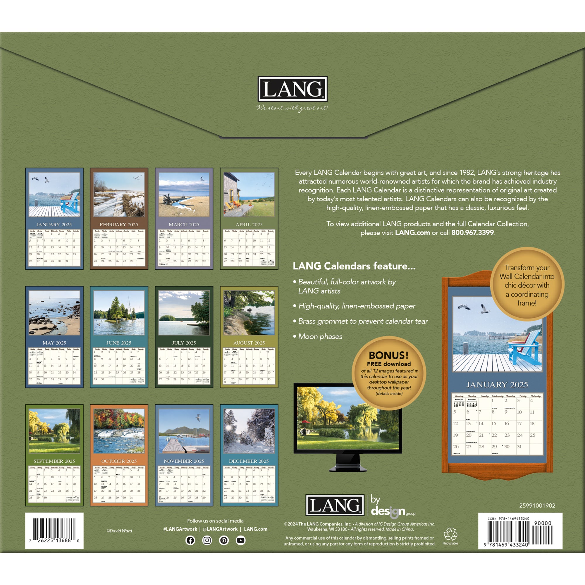 2025 LANG Cottage Country By David Ward - Deluxe Wall Calendar