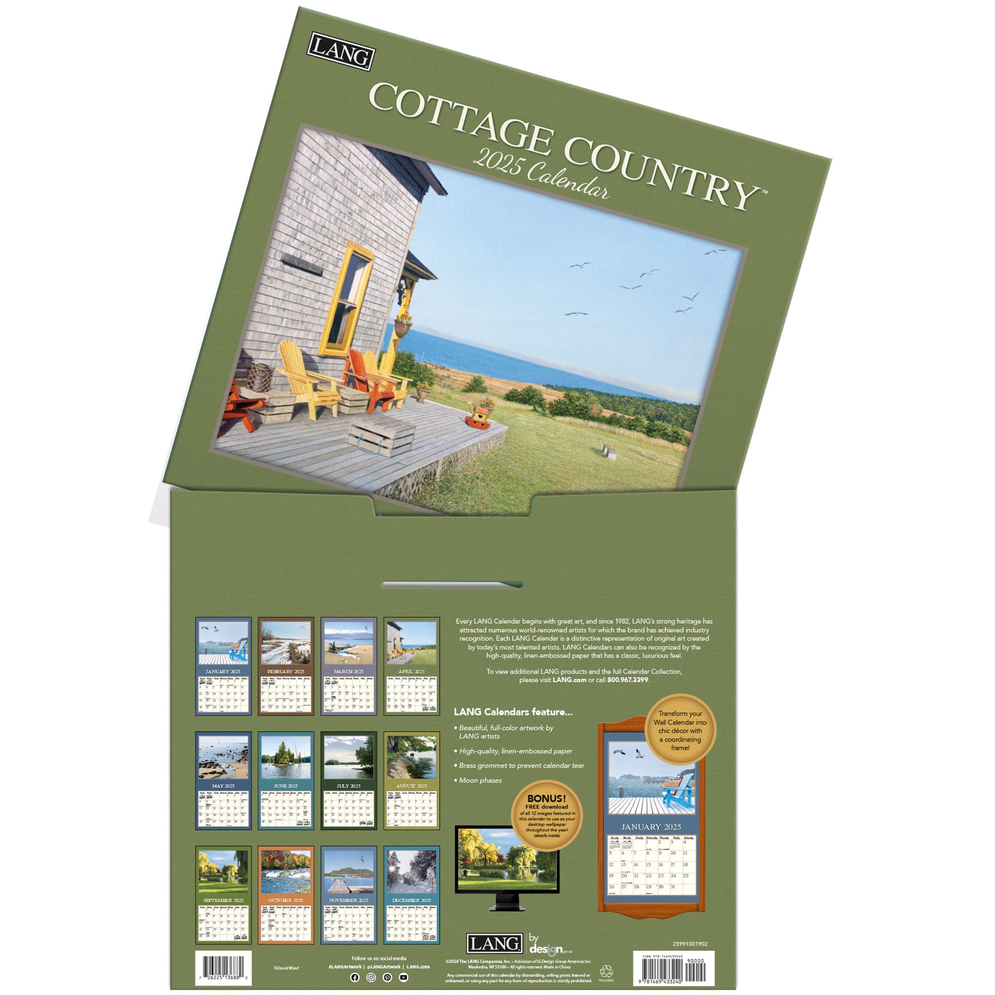 2025 LANG Cottage Country By David Ward - Deluxe Wall Calendar