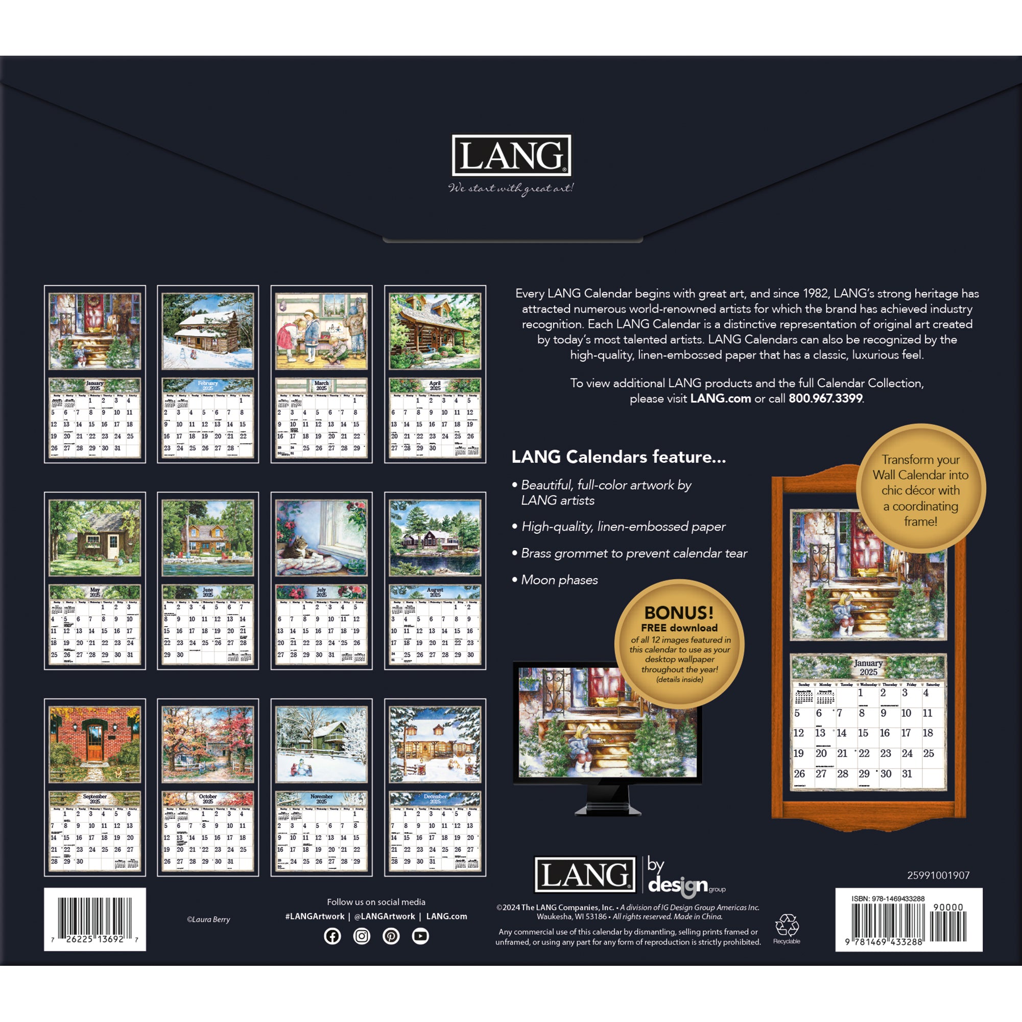 2025 LANG Country Welcome By Laura Berry - Deluxe Wall Calendar