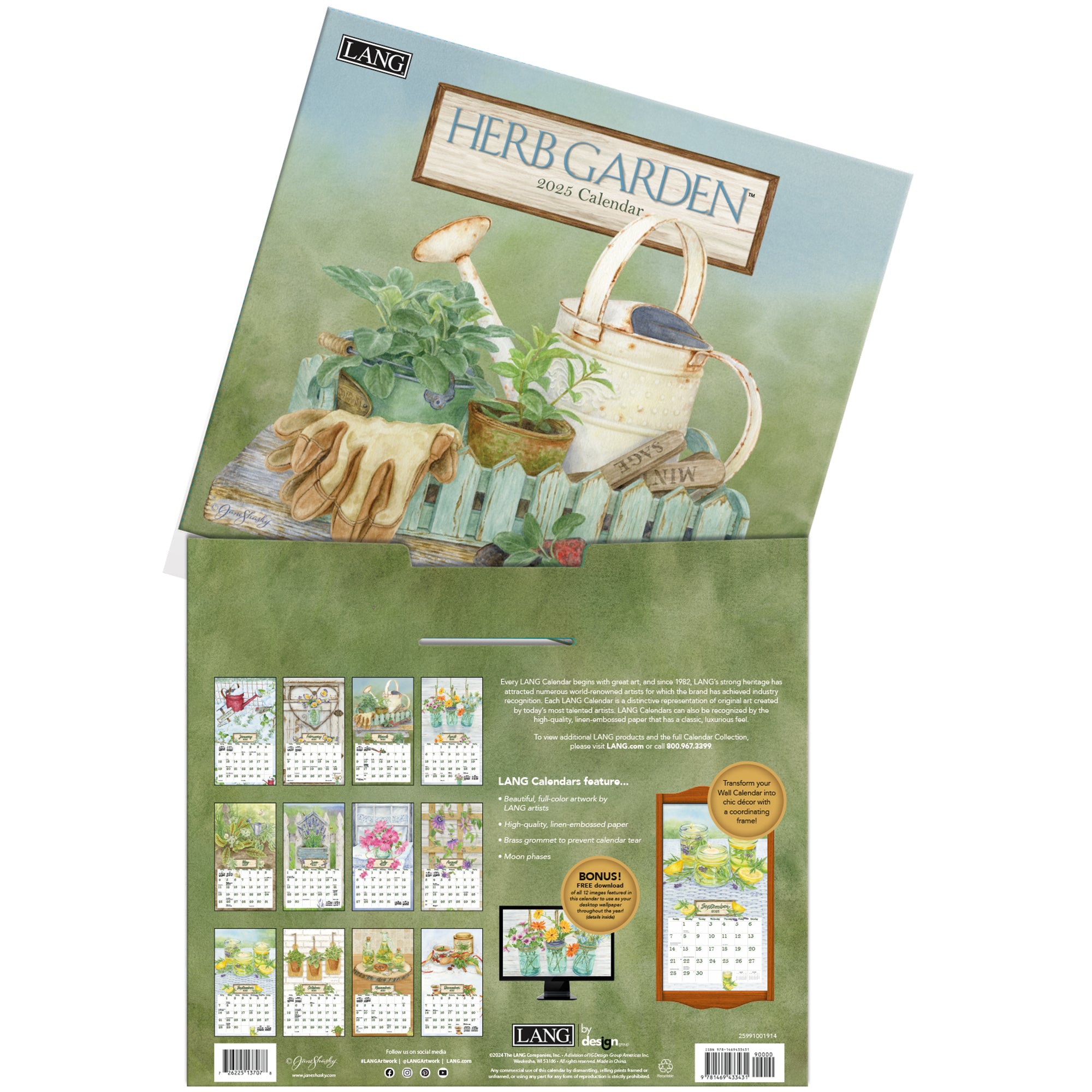 2025 LANG Herb Garden By Jane Shasky - Deluxe Wall Calendar