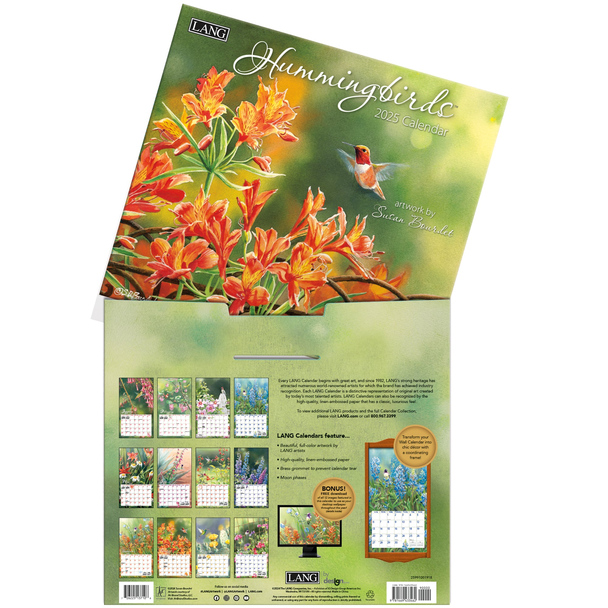 2025 LANG Hummingbirds By Susan Bourdet  - Deluxe Wall Calendar