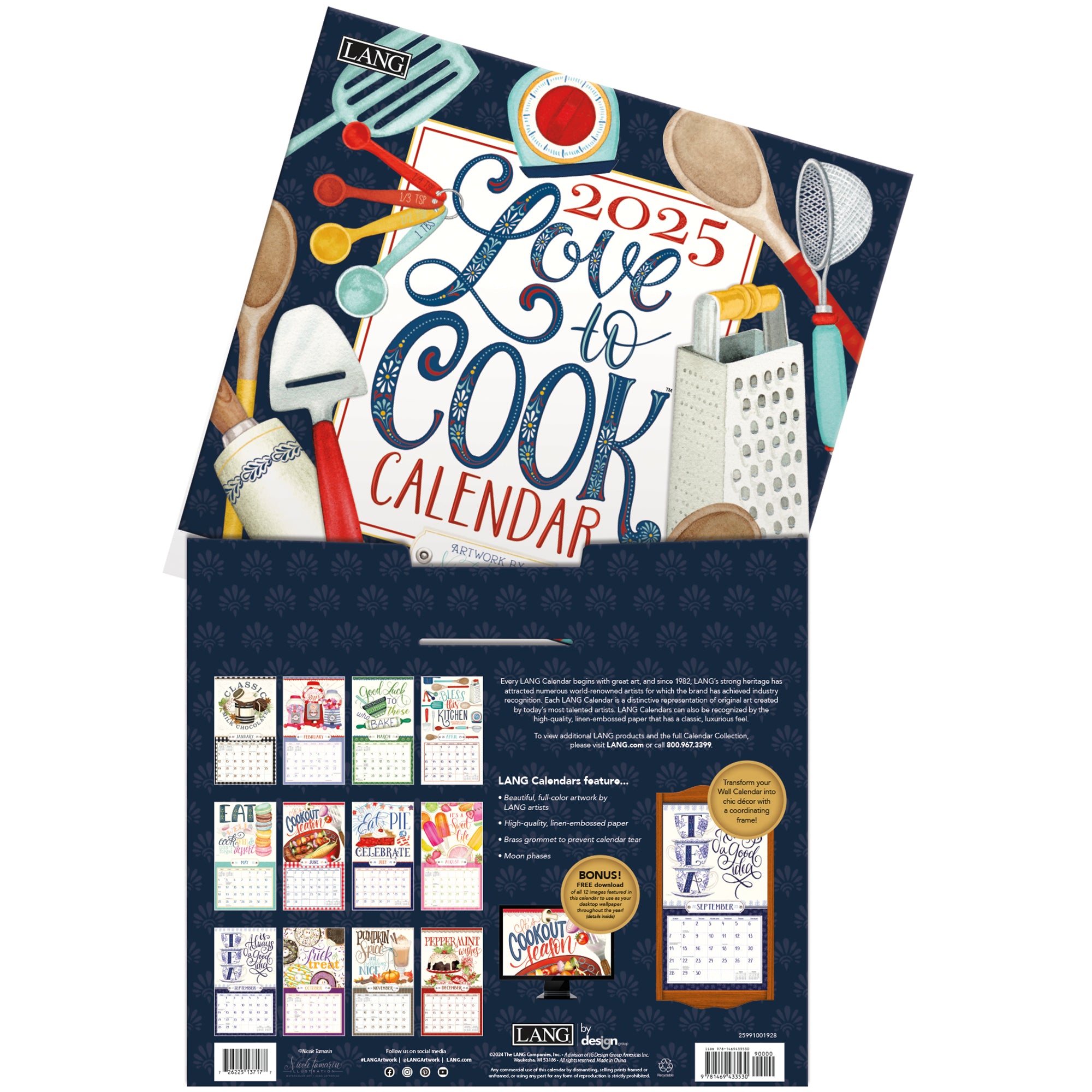 2025 LANG Love To Cook By Nicole Tamarin - Deluxe Wall Calendar