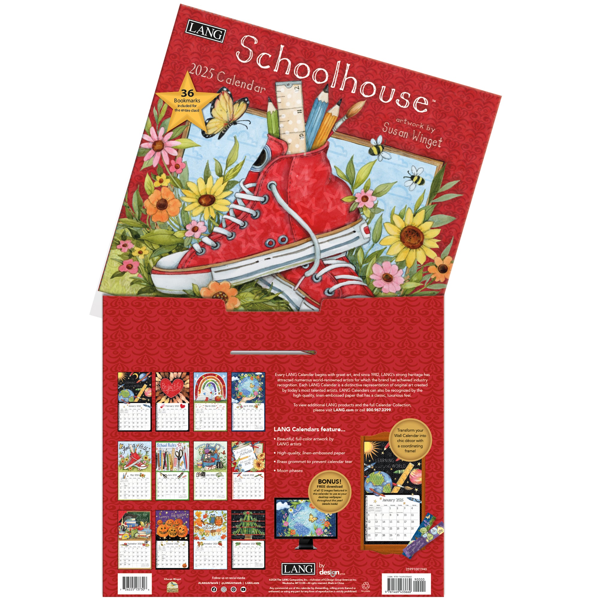 2025 LANG Schoolhouse By Susan Winget - Deluxe Wall Calendar