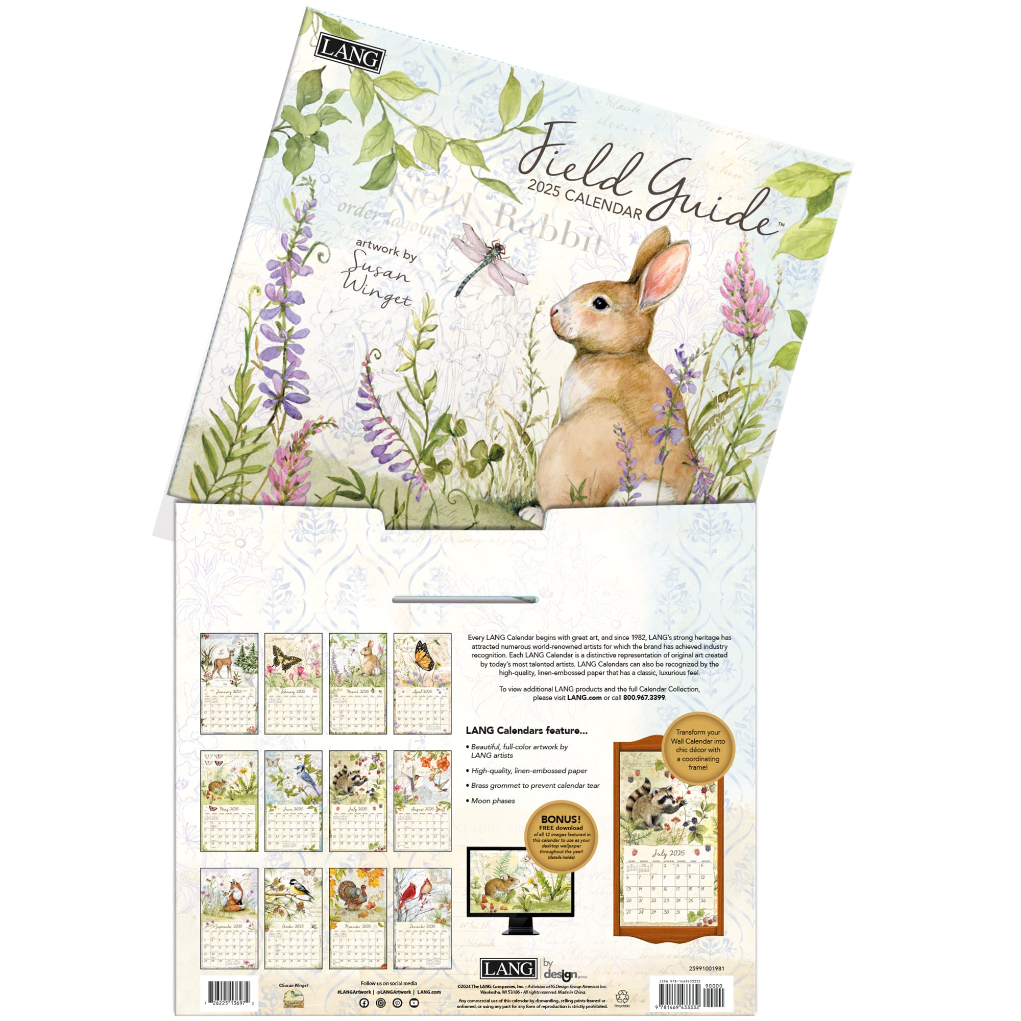 2025 LANG Field Guide By Susan Winget - Deluxe Wall Calendar