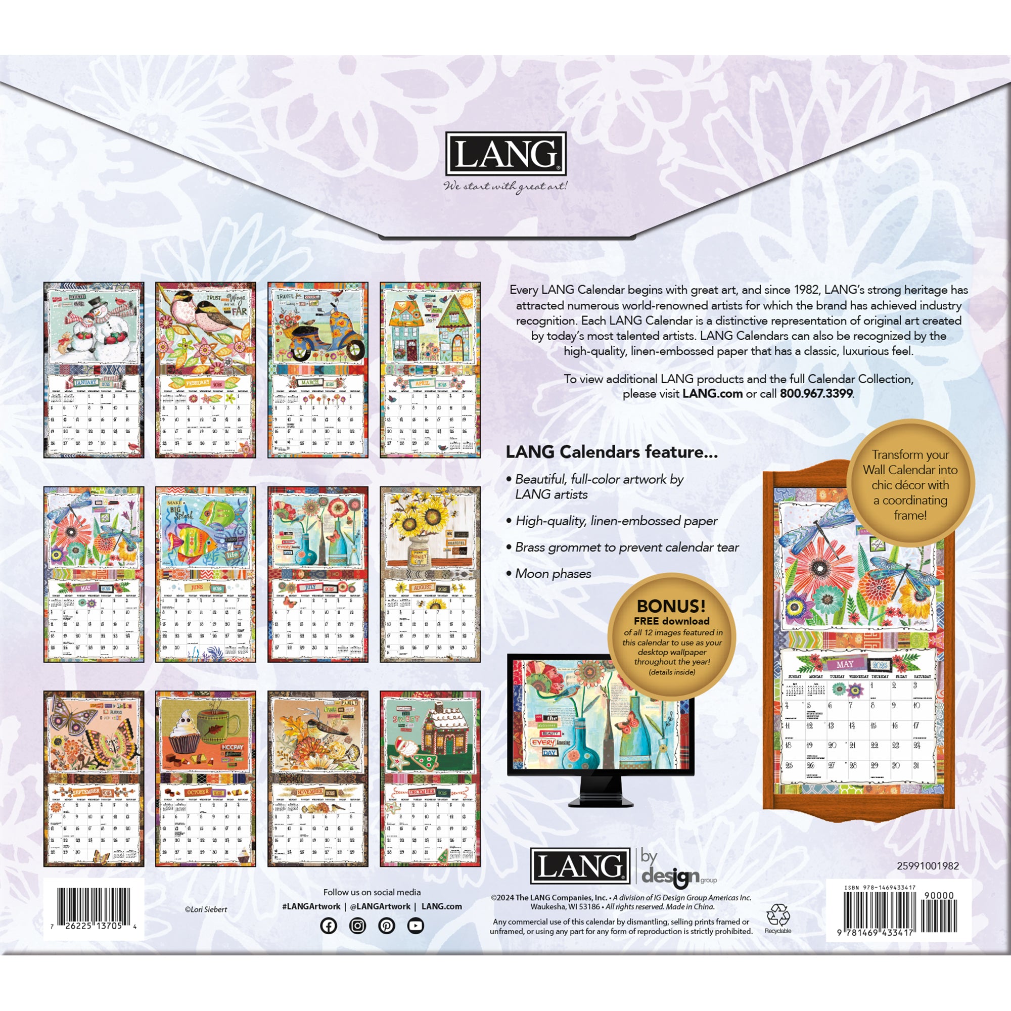 2025 LANG Happy Life By Lori Siebert - Deluxe Wall Calendar