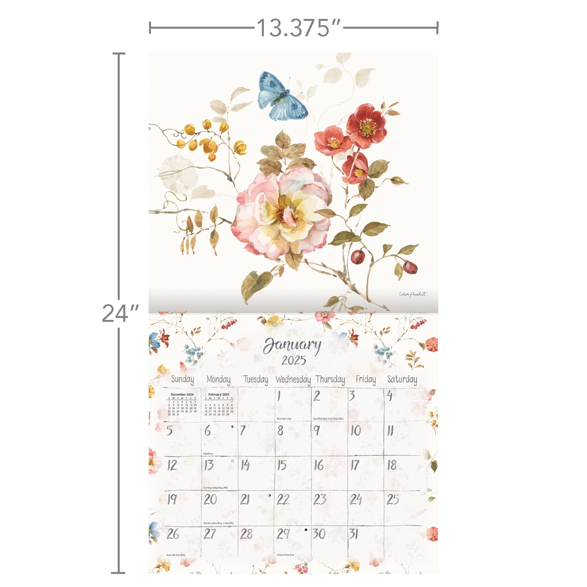 2025 LANG Watercolor Seasons by Lisa Audit - Deluxe Wall Calendar