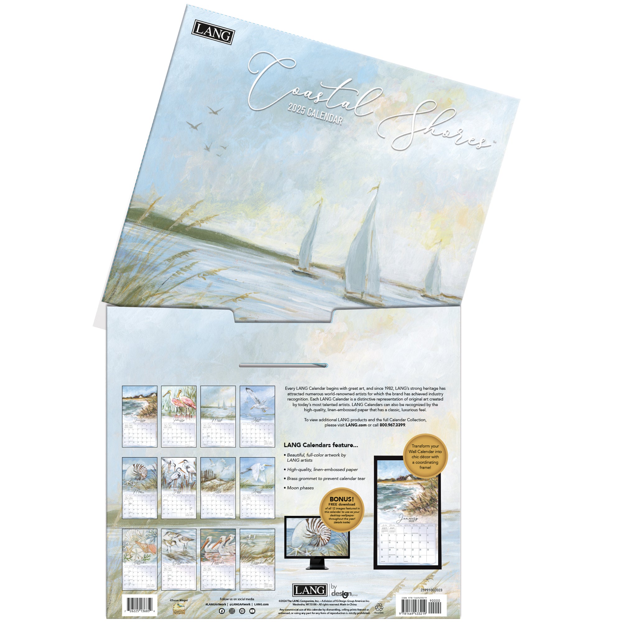 2025 LANG Coastal Shores By Susan Winget - Deluxe Wall Calendar