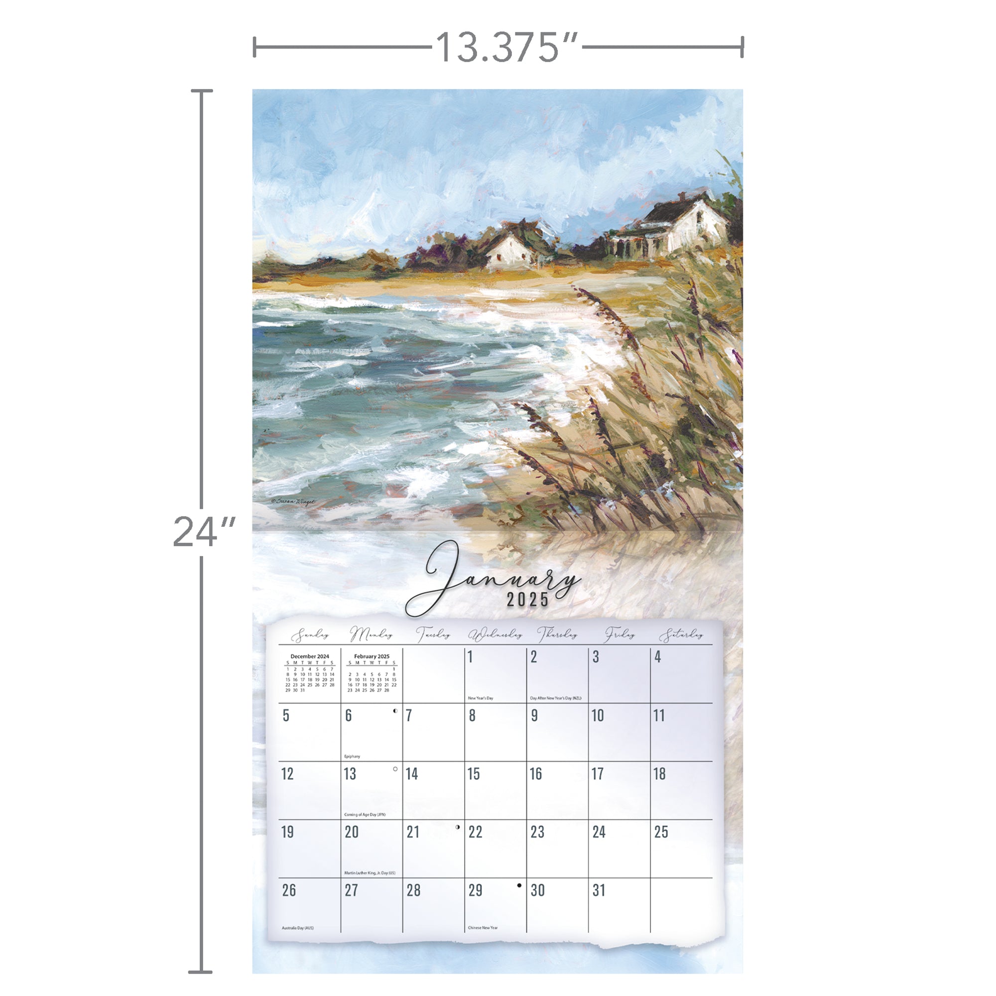 2025 LANG Coastal Shores By Susan Winget - Deluxe Wall Calendar