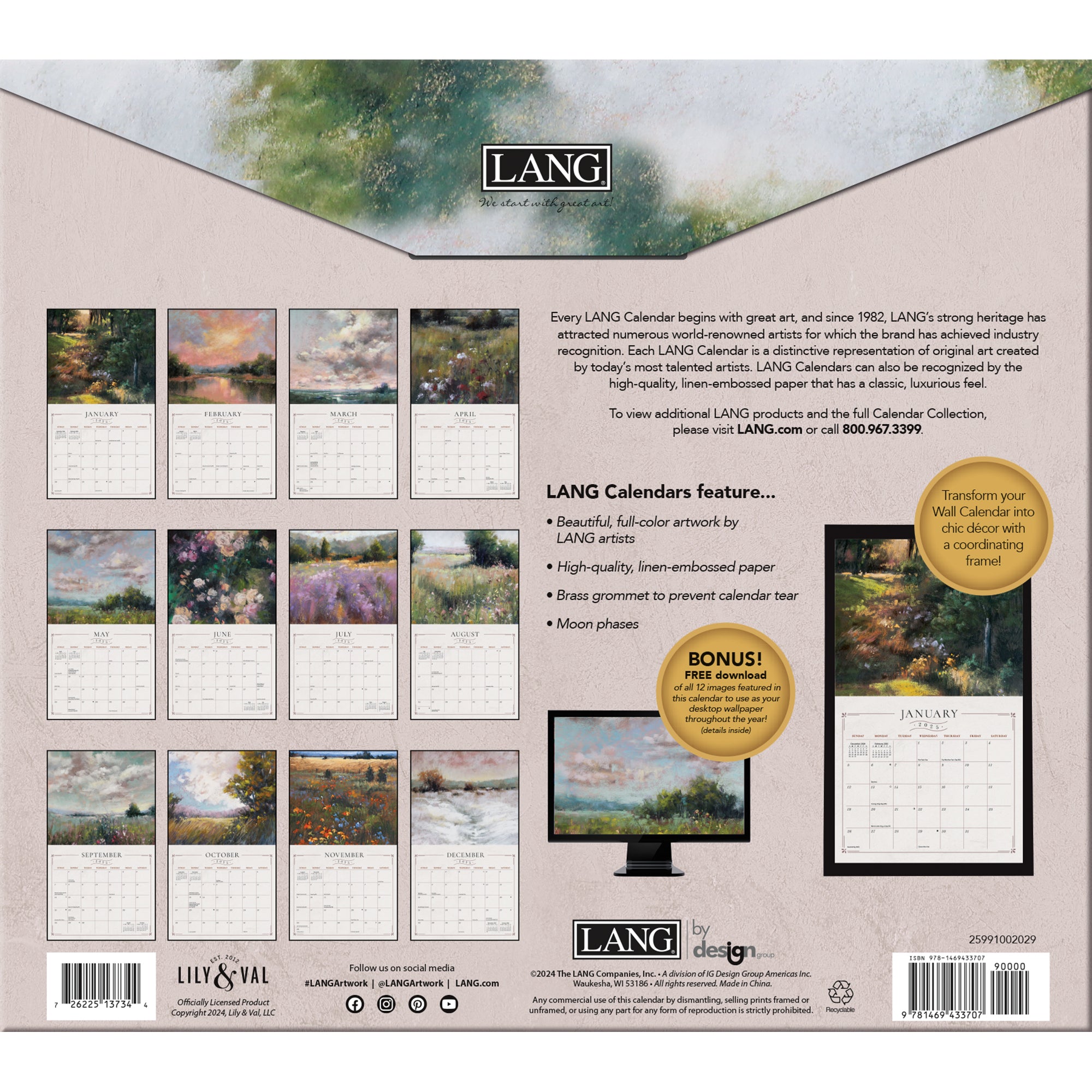 2025 LANG Soft Escapes By Lily & Val - Deluxe Wall Calendar