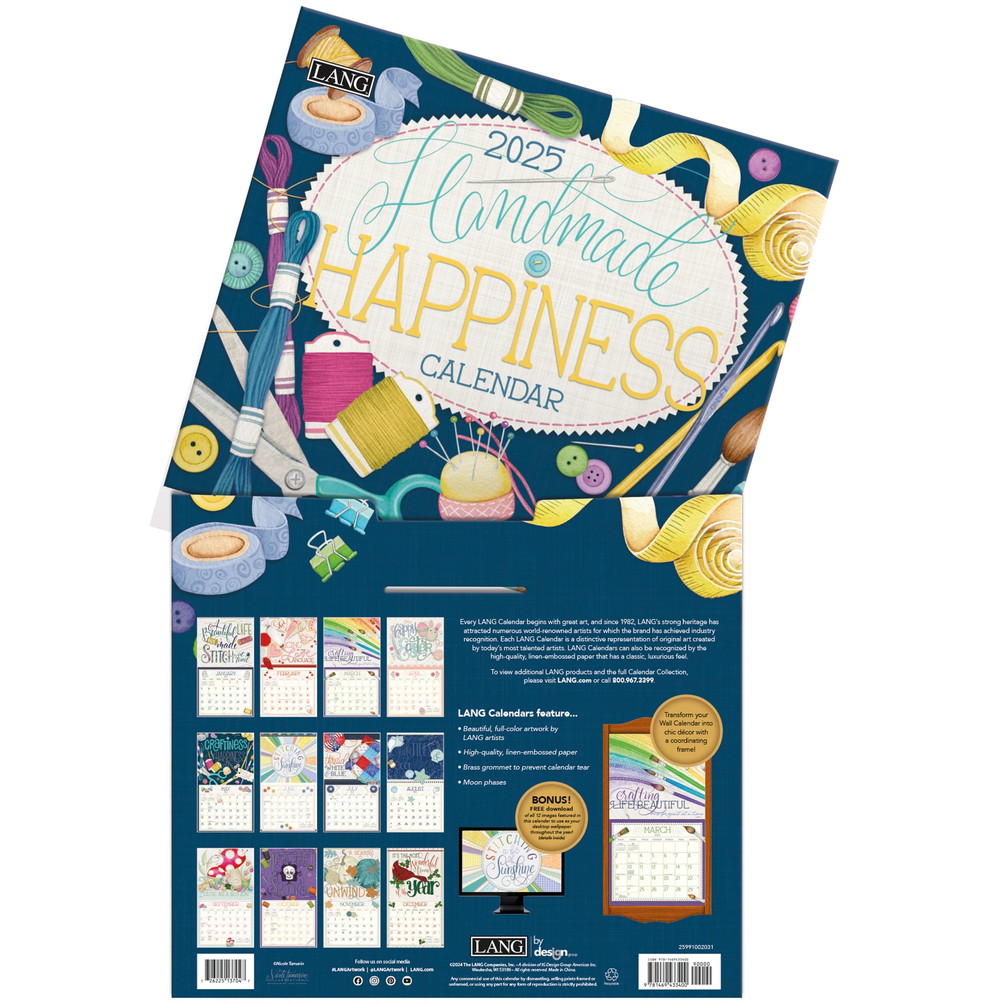 2025 LANG Handmade Happiness By Nicole Tamarin - Deluxe Wall Calendar