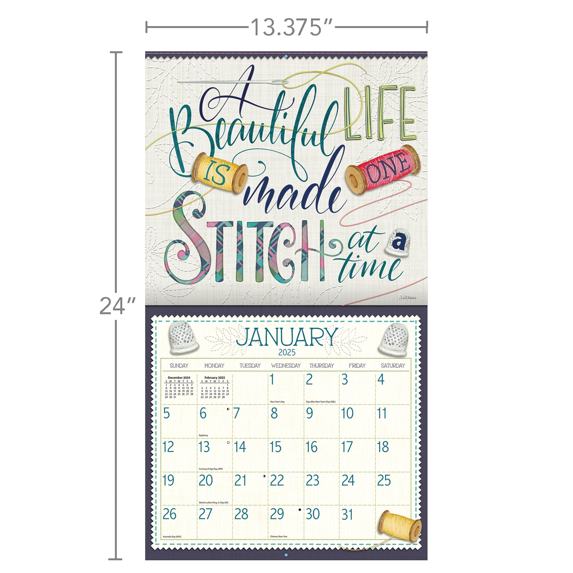 2025 LANG Handmade Happiness By Nicole Tamarin - Deluxe Wall Calendar