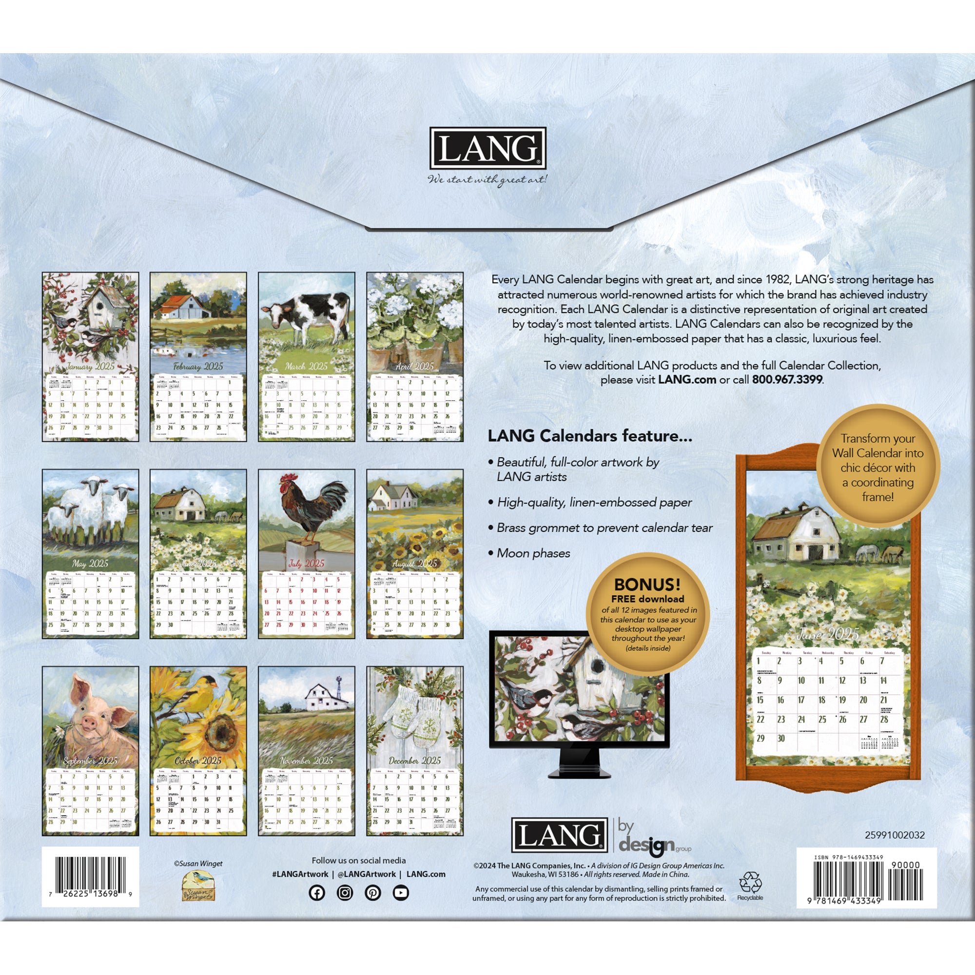 2025 LANG Fields Of Home By Susan Winget - Deluxe Wall Calendar