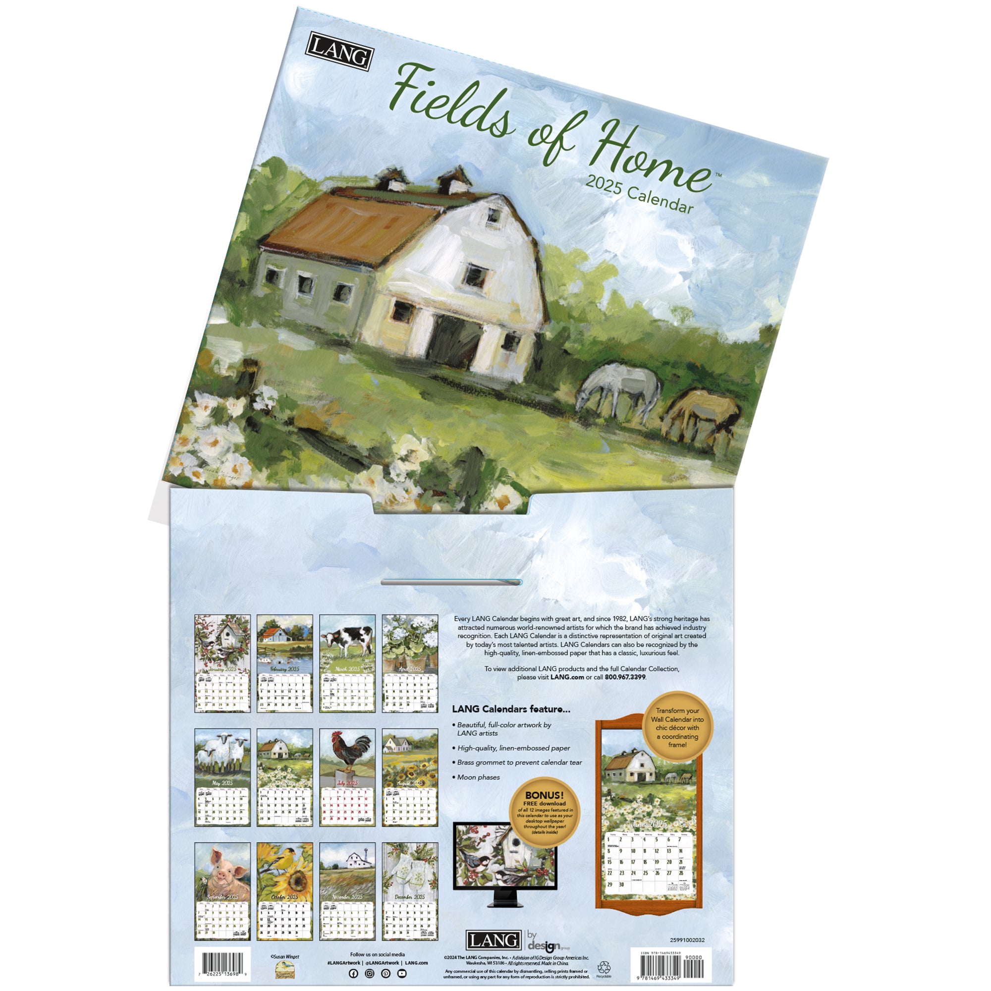 2025 LANG Fields Of Home By Susan Winget - Deluxe Wall Calendar