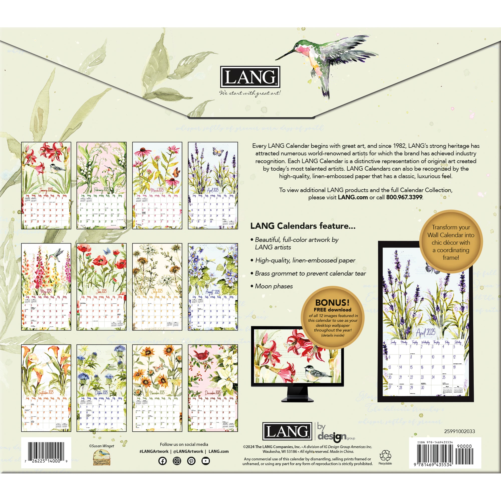 2025 LANG Eden by Susan Winget - Deluxe Wall Calendar