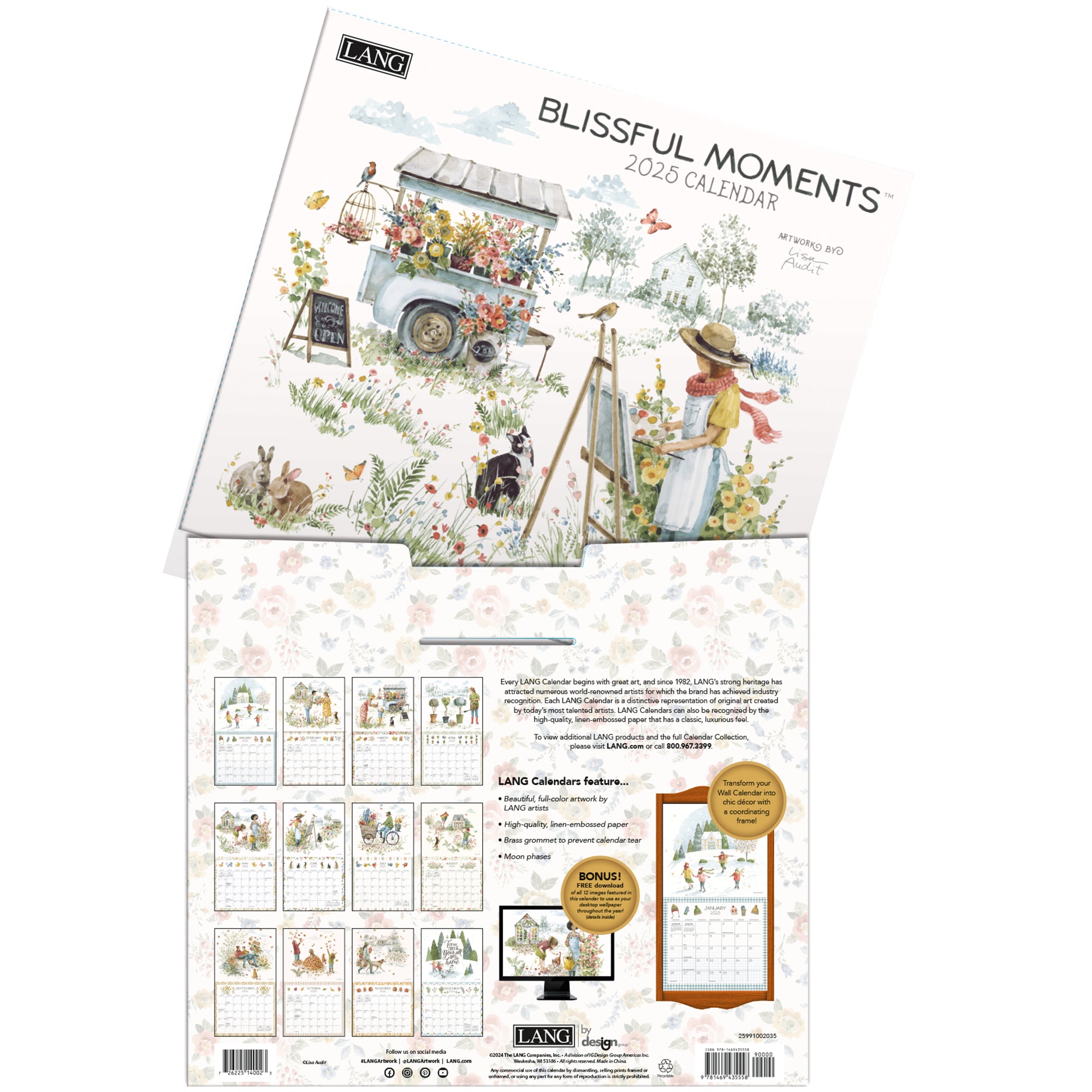 2025 LANG Blissful Moments By Lisa Audit - Deluxe Wall Calendar