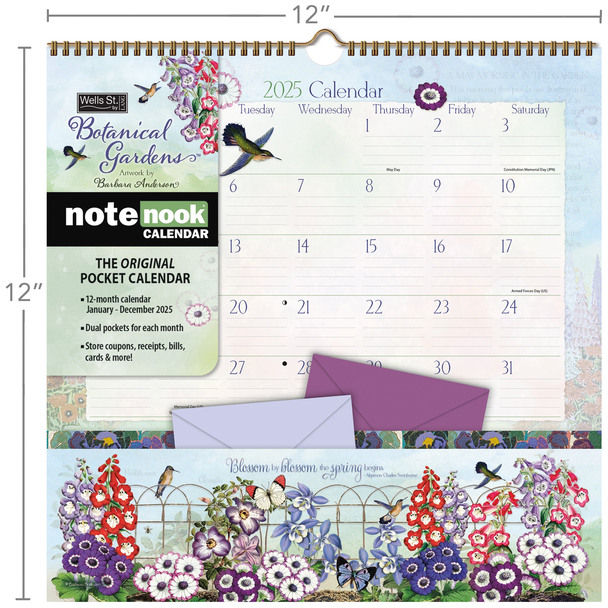 2025 Botanical Gardens - Note Nook Square Wall Calendar