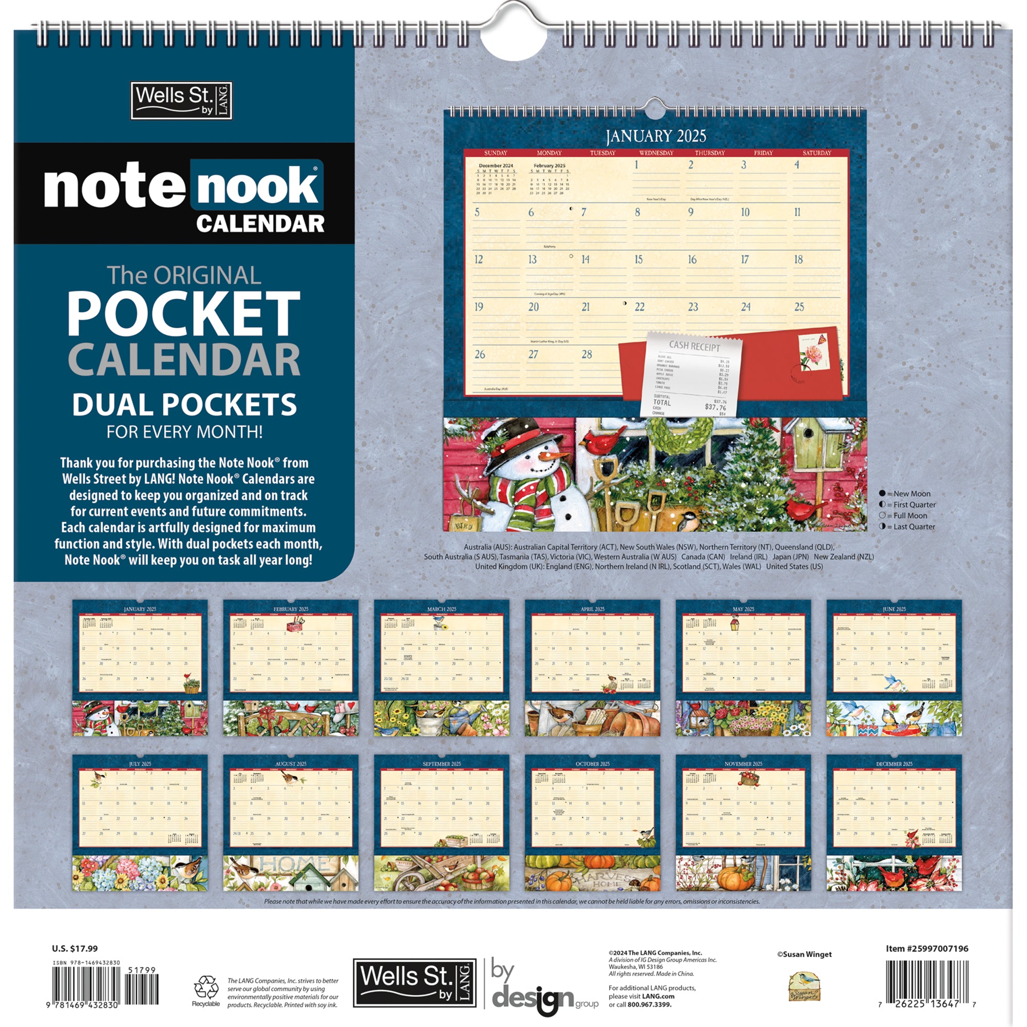2025 Heart & Home - Note Nook Square Wall Calendar