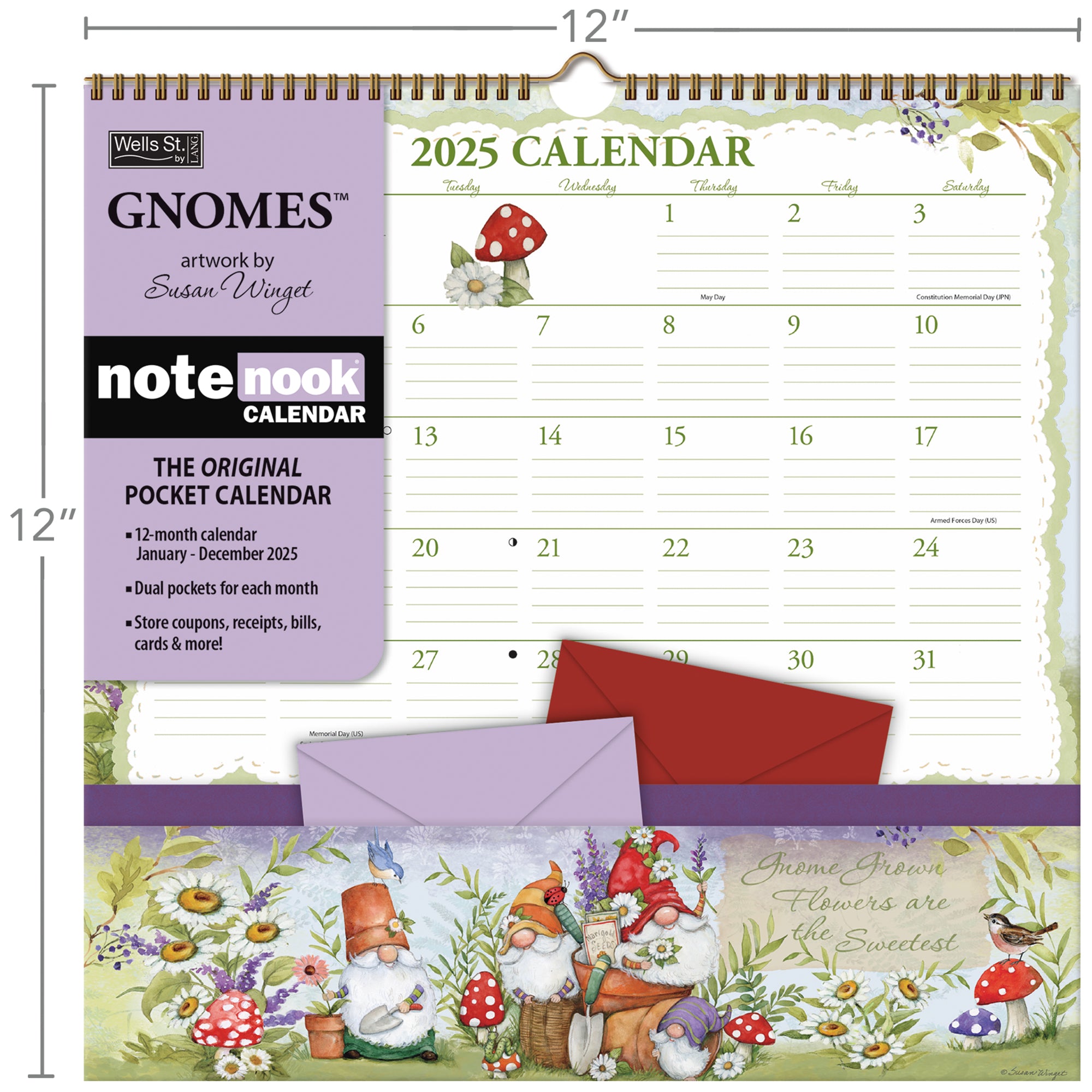 2025 Gnomes - Note Nook Square Wall Calendar