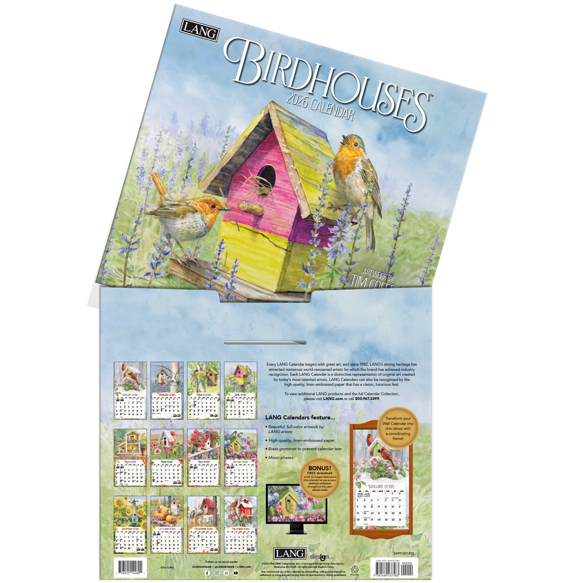 2026 LANG Birdhouses - Deluxe Wall Calendar
