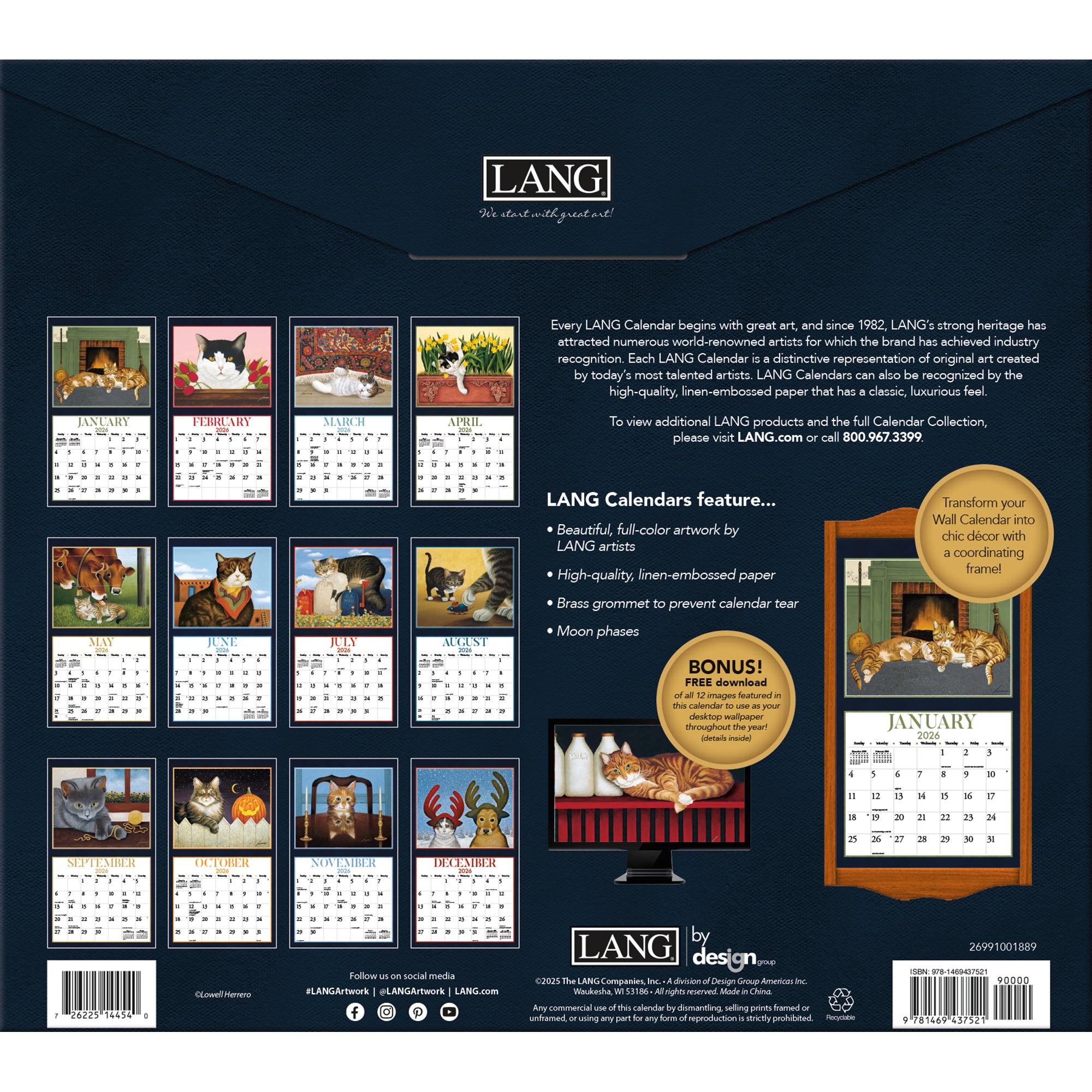 2026 LANG American Cat - Deluxe Wall Calendar