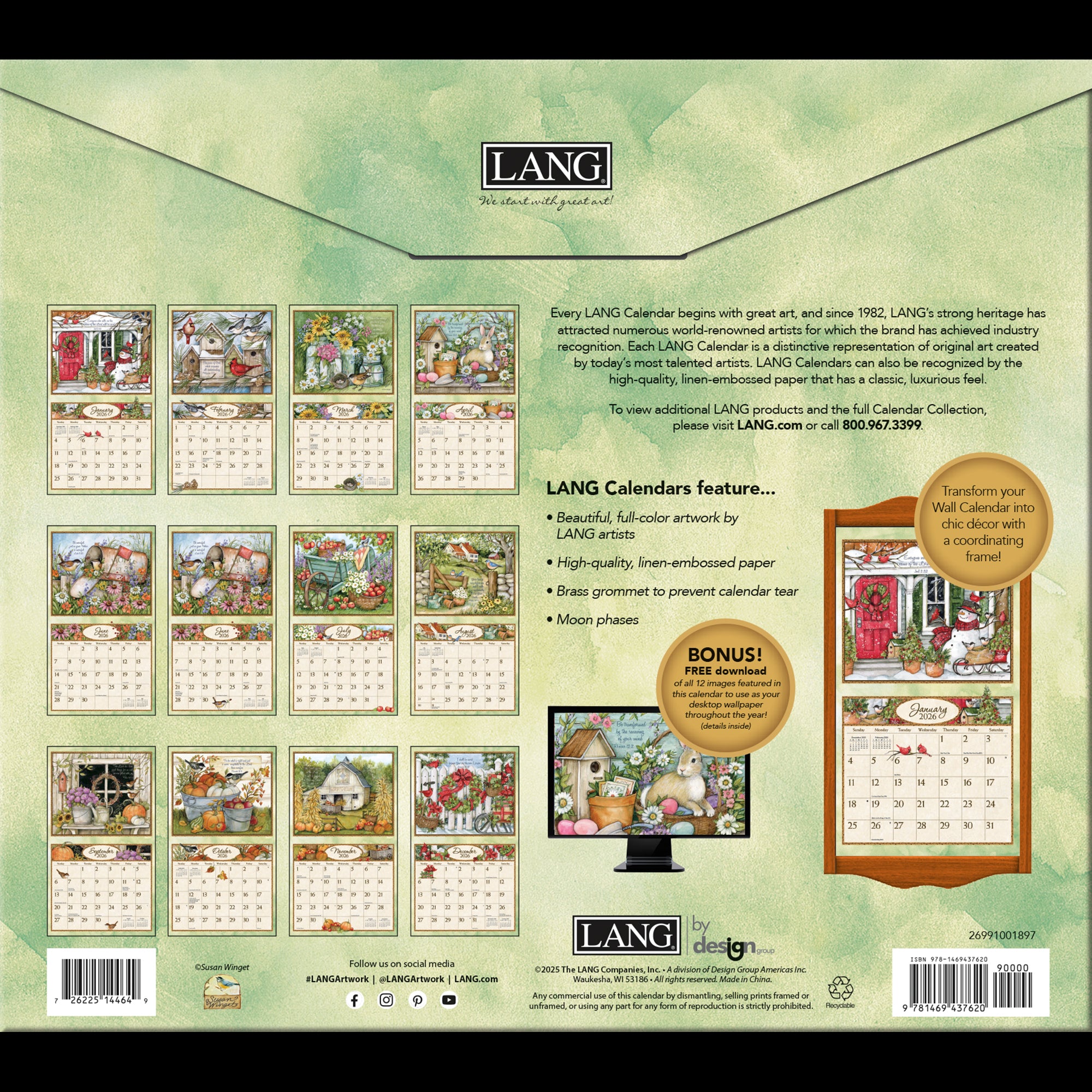 2026 LANG Bountiful Blessings - Deluxe Wall Calendar