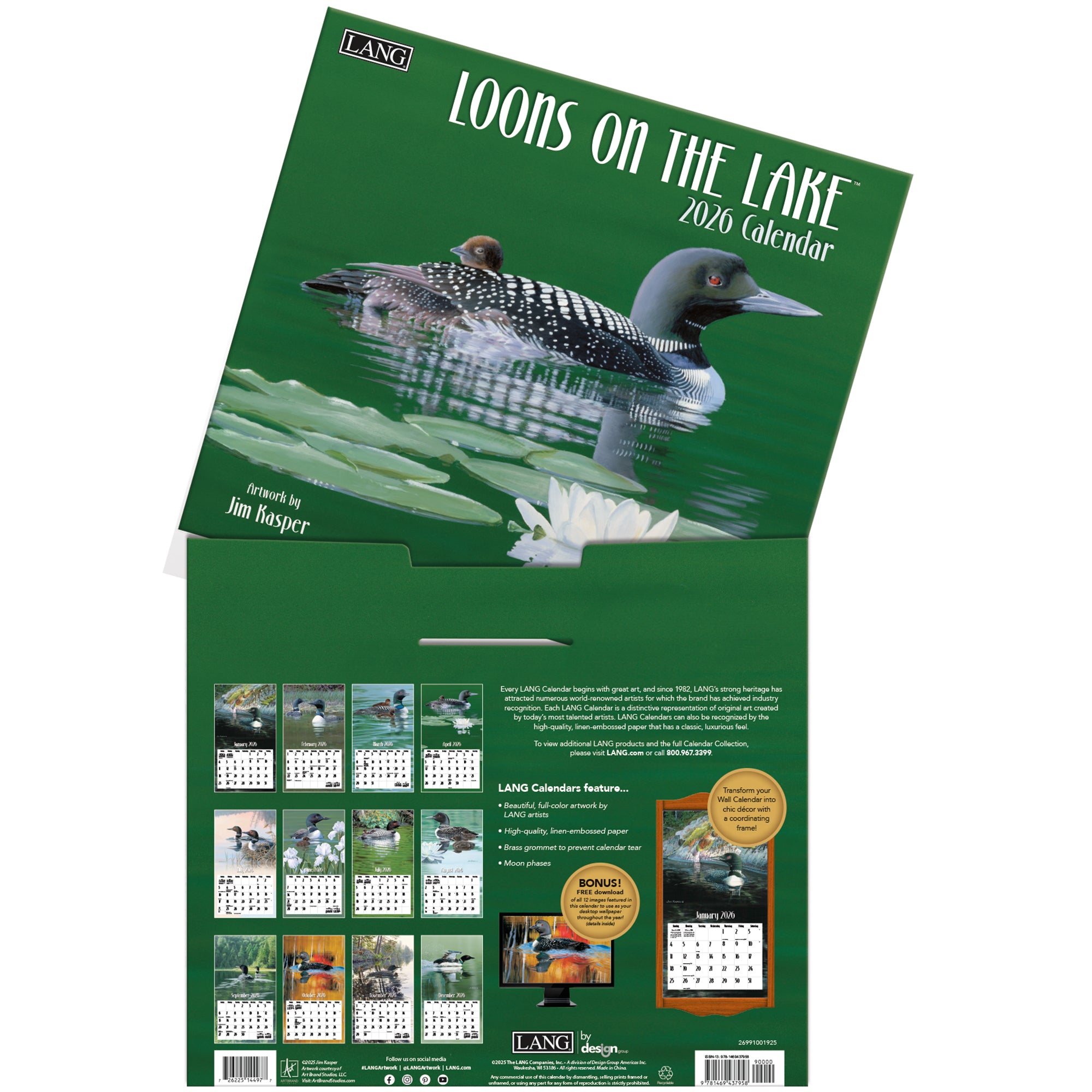 2026 LANG Loons On The Lake - Deluxe Wall Calendar