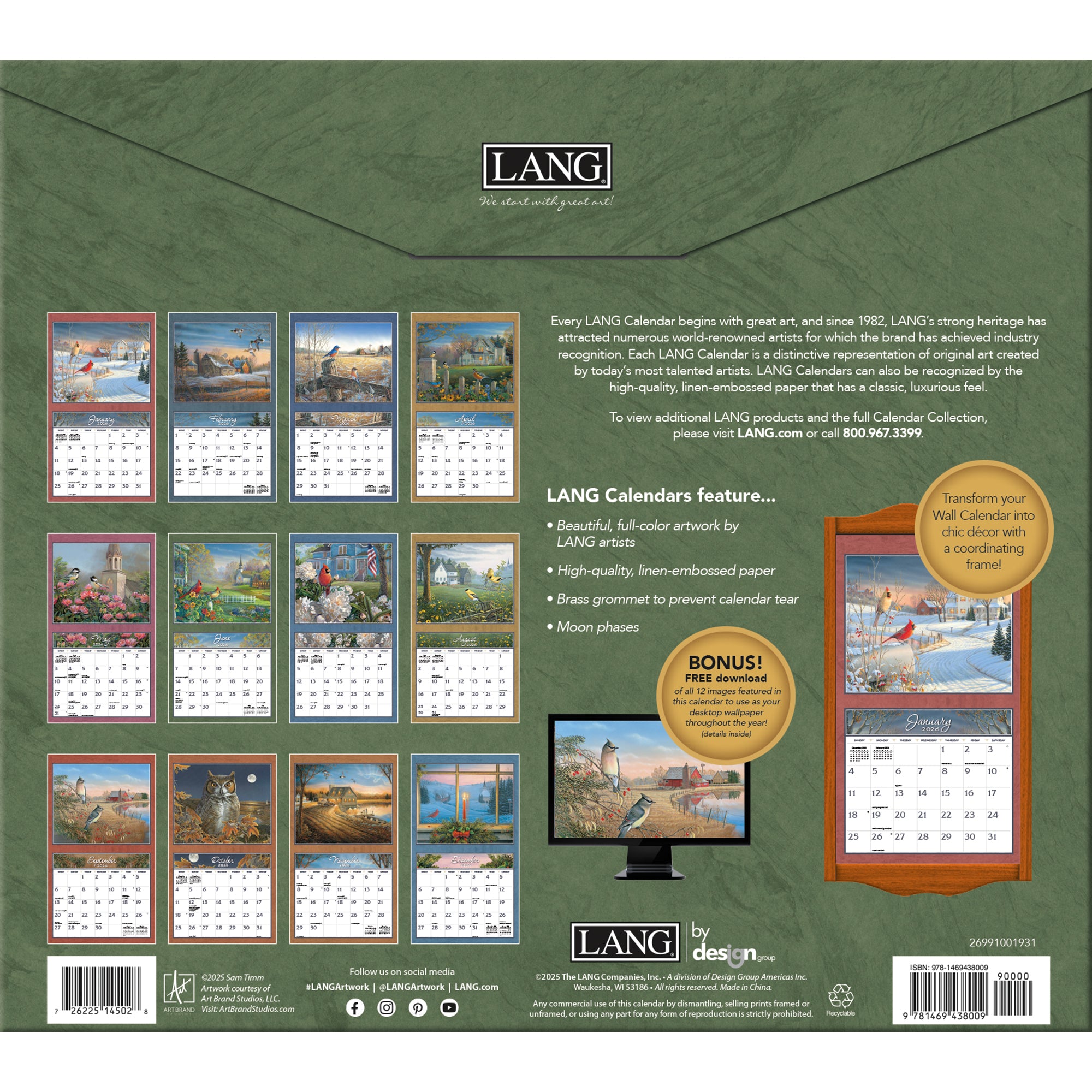 2026 LANG Meadowland - Deluxe Wall Calendar