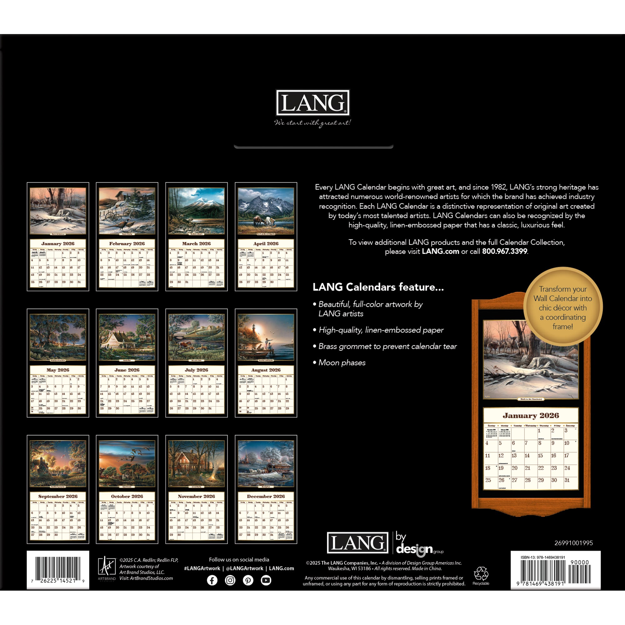 2026 LANG Terry Redlin - Deluxe Wall Calendar