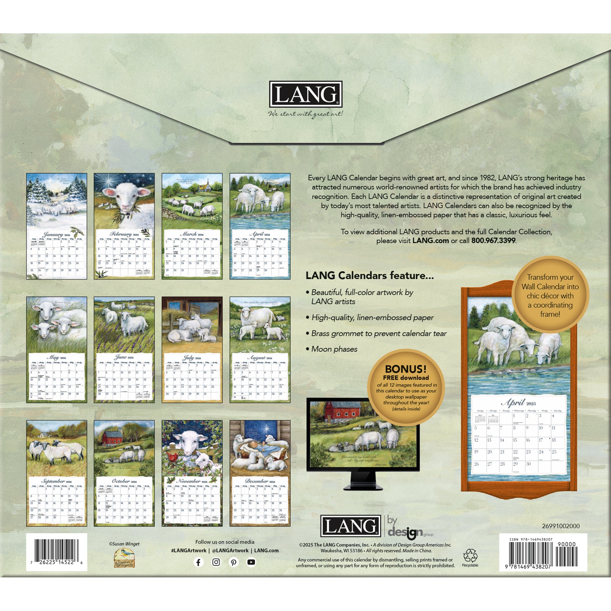 2026 LANG The Lord Is My Shepherd - Deluxe Wall Calendar