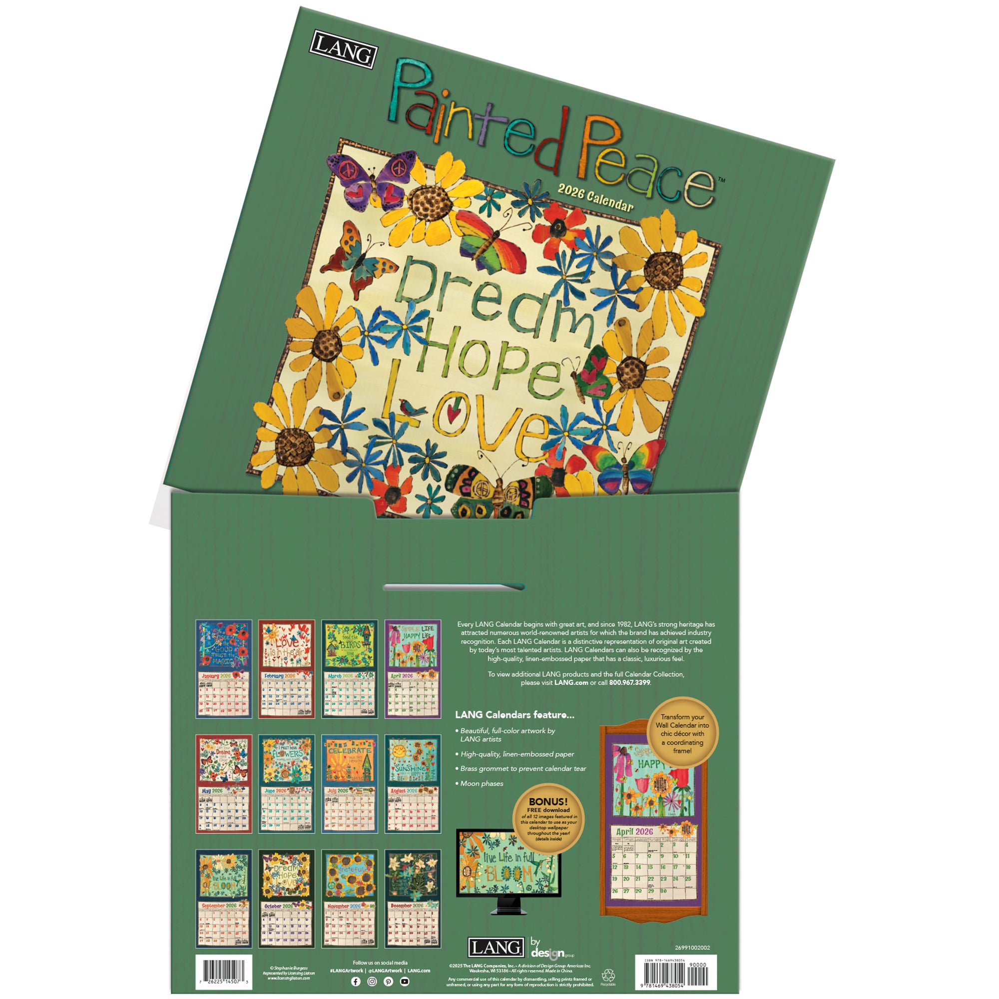 2026 LANG Painted Peace - Deluxe Wall Calendar