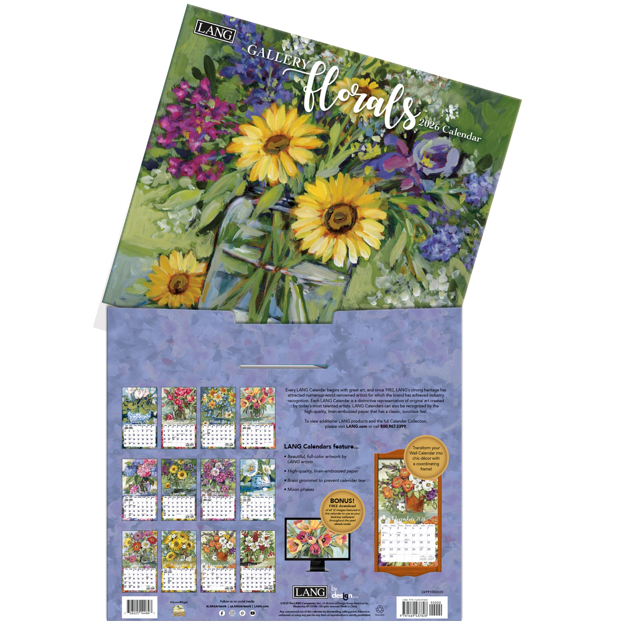 2026 LANG Gallery Florals - Deluxe Wall Calendar