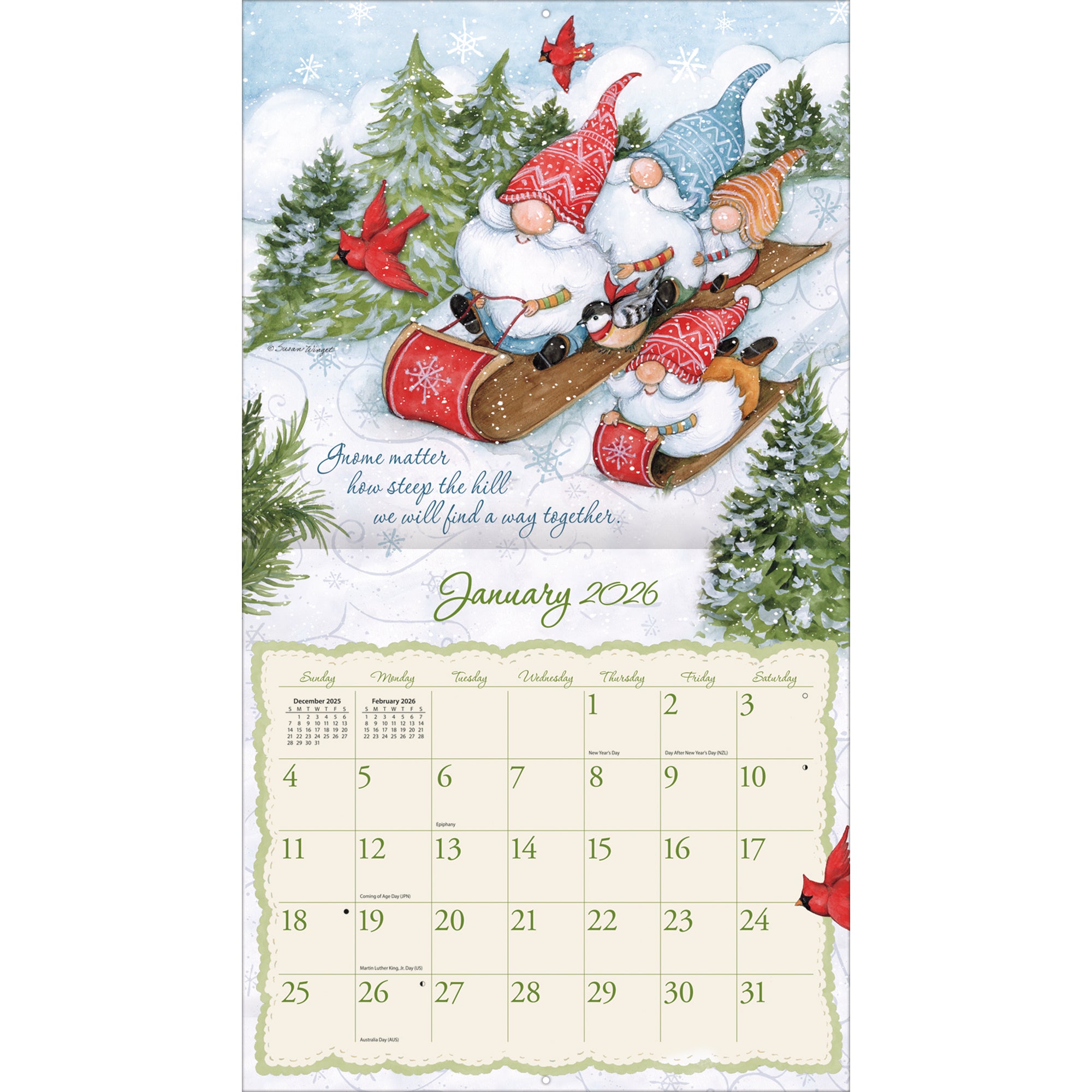 2026 LANG Gnome Sweet Gnome - Deluxe Wall Calendar