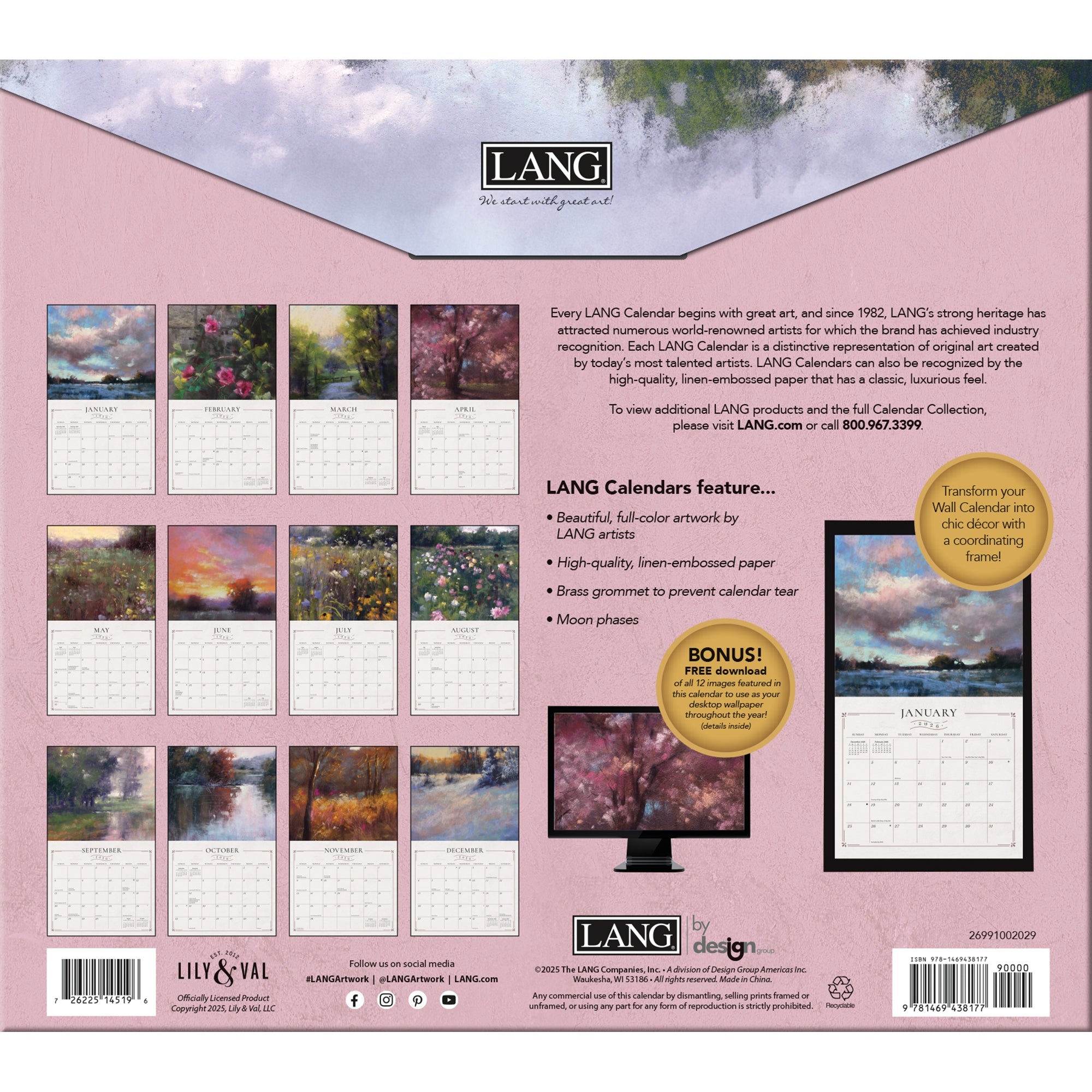 2026 LANG Soft Escapes - Deluxe Wall Calendar