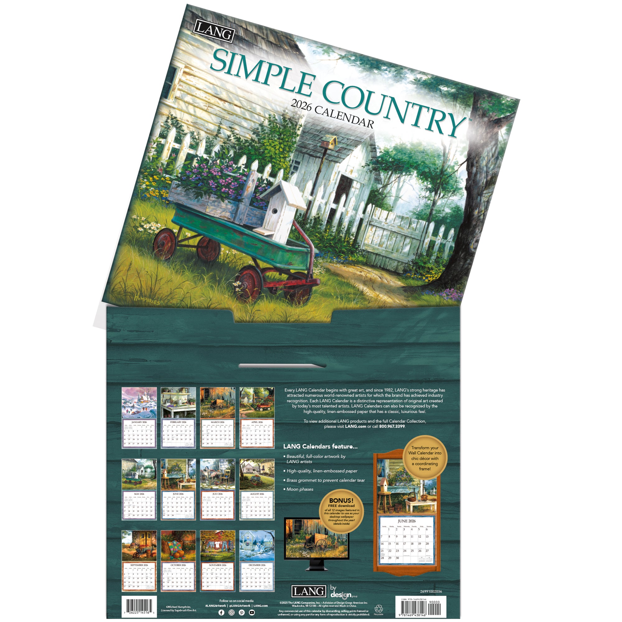 2026 LANG Simple Country - Deluxe Wall Calendar