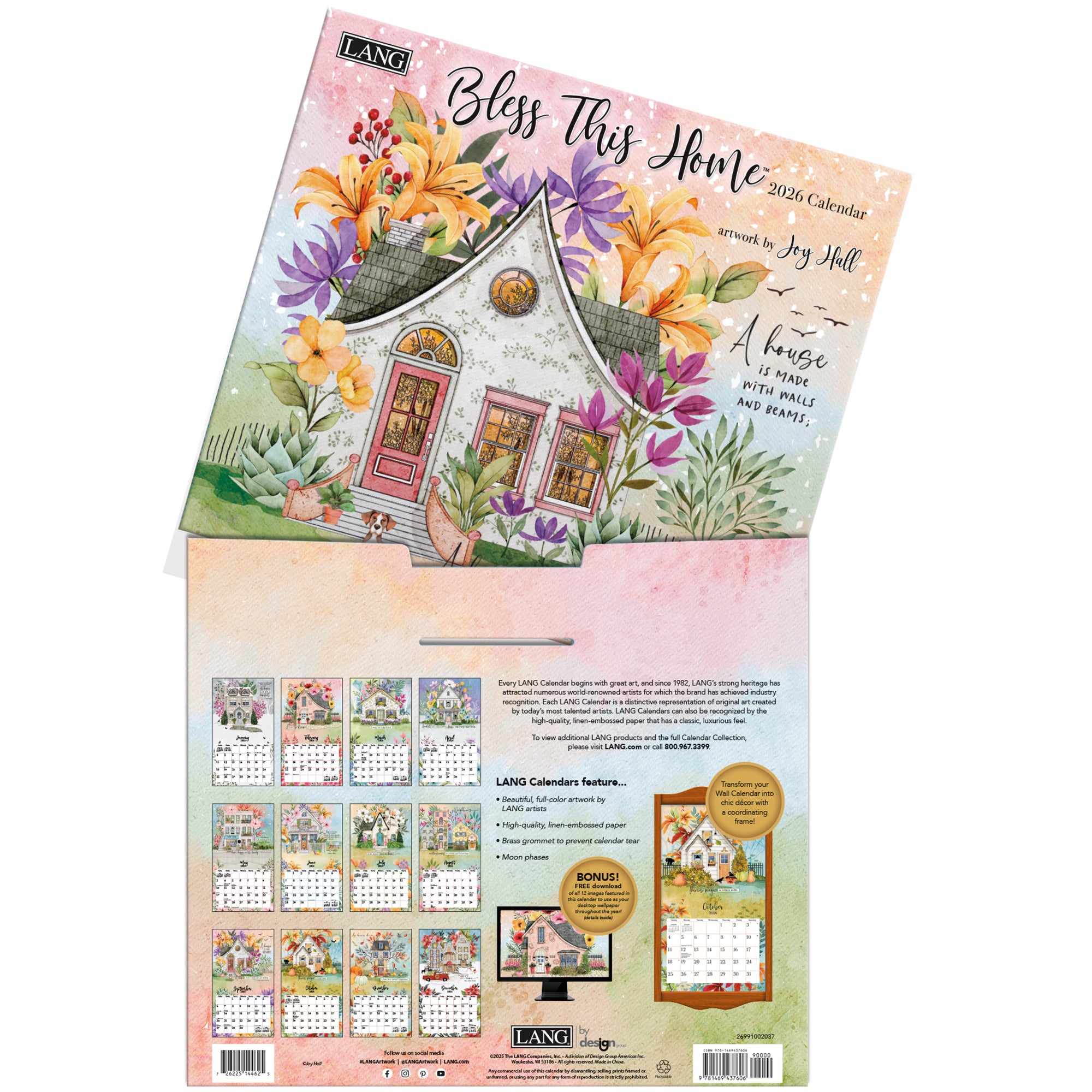 2026 LANG Bless This Home - Deluxe Wall Calendar