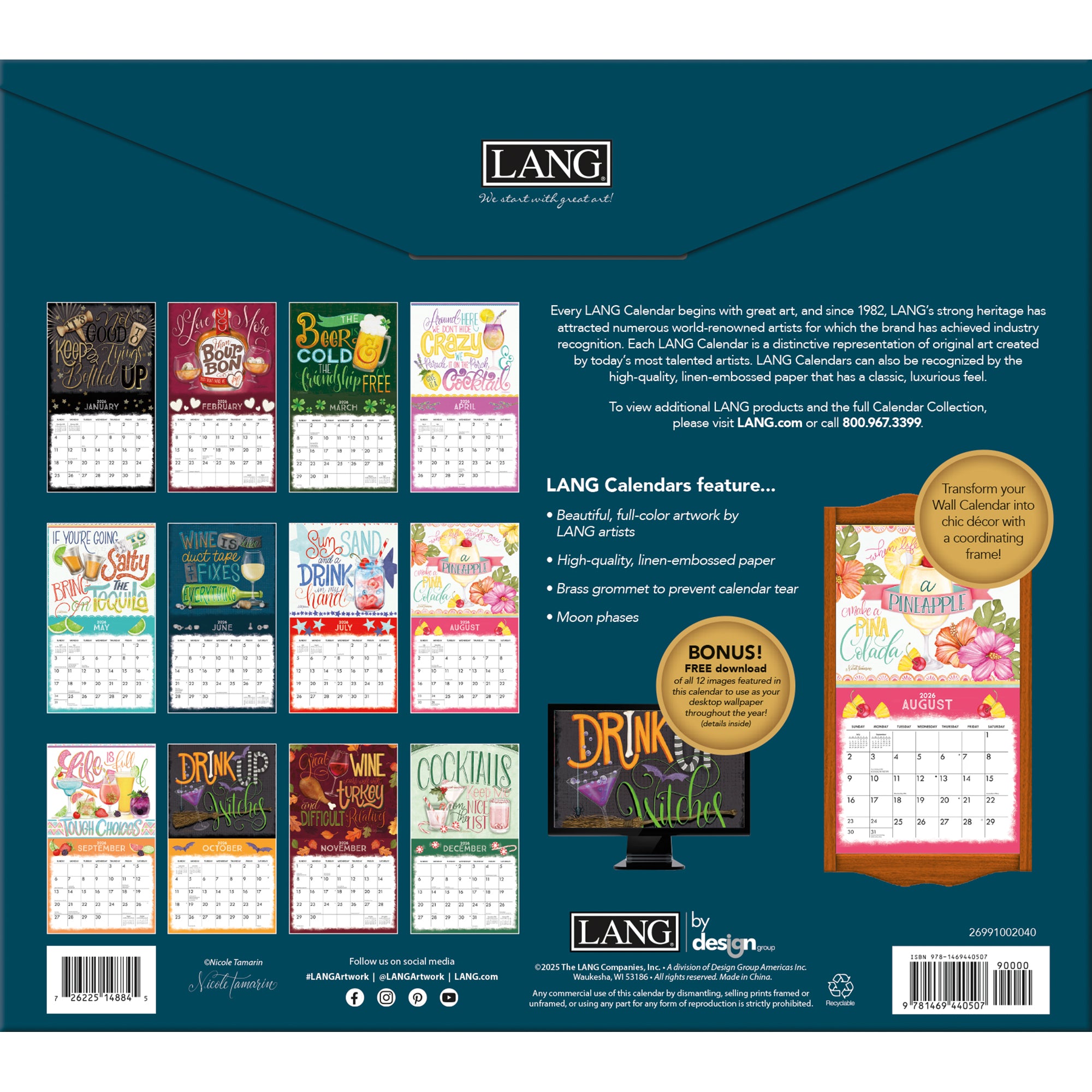 2026 LANG Happy Hour - Deluxe Wall Calendar