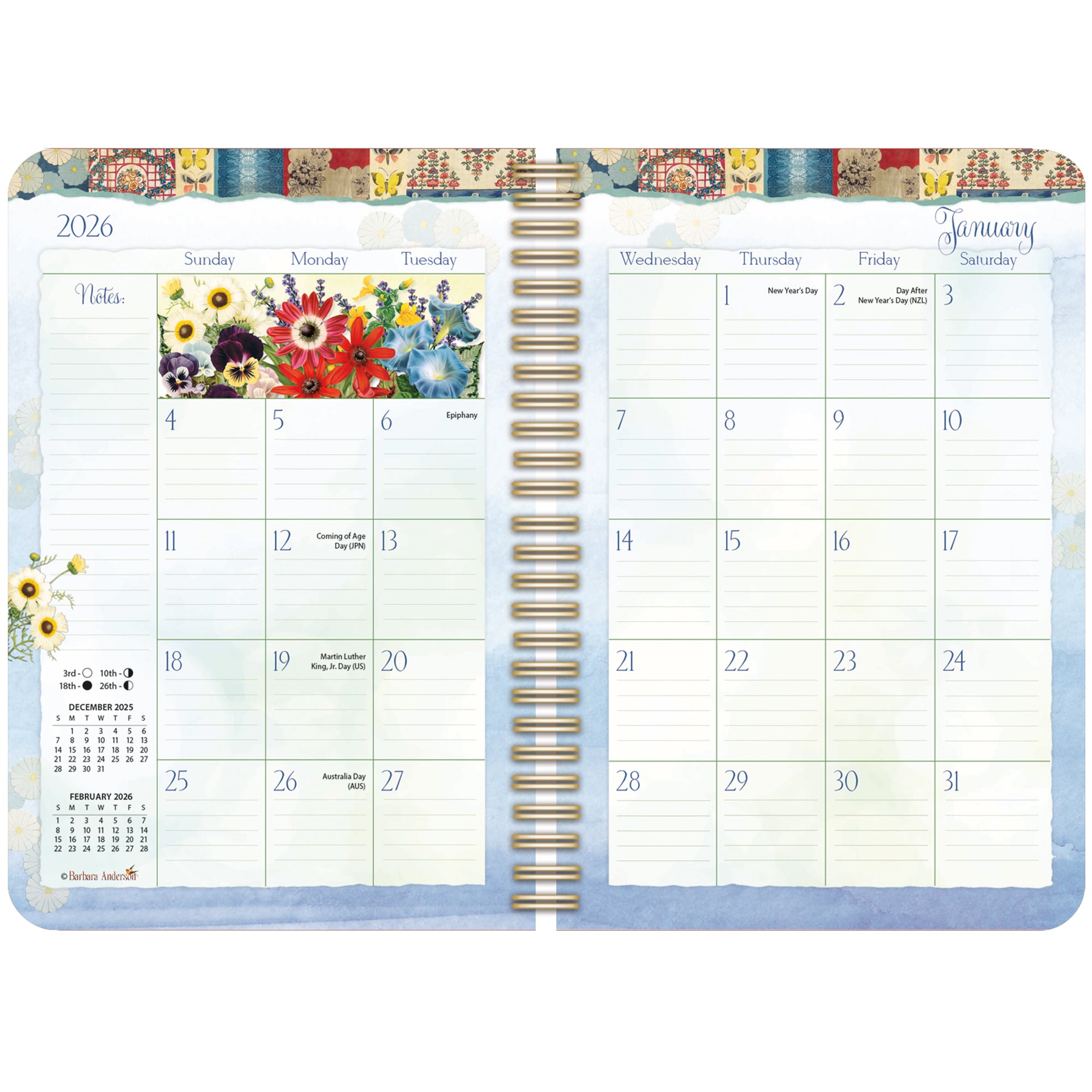 2026 LANG Garden Botanicals - Spiral Monthly & Weekly Engagement Diary/Planner