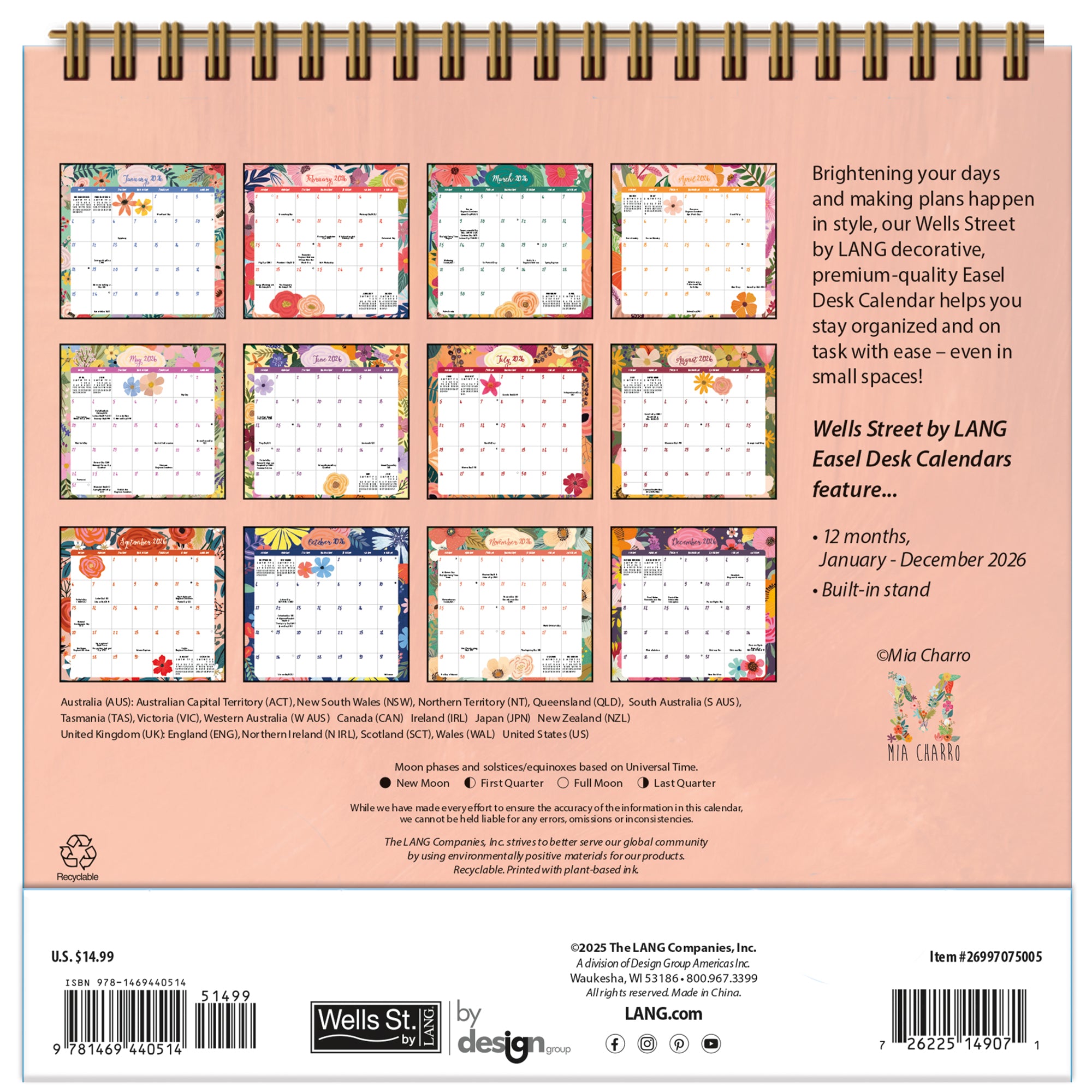 2026 LANG Shine Within - Desk Easel Calendar